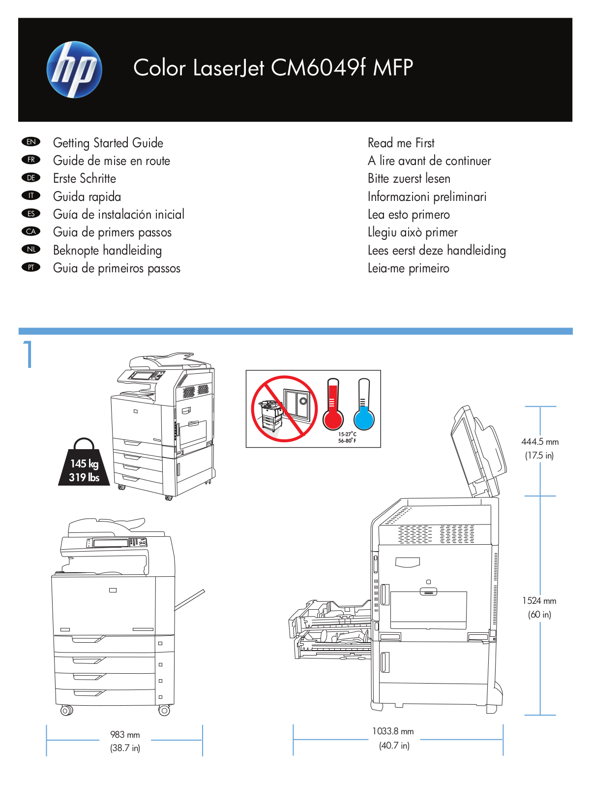 HP LaserJet CM6049f Quick setup guide