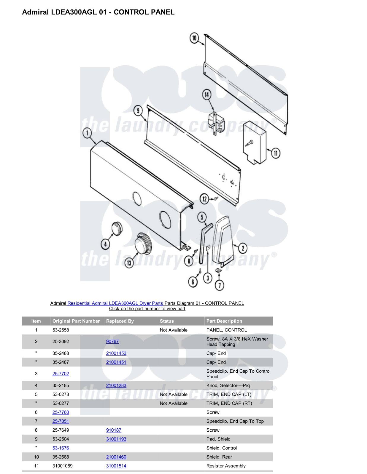 Admiral LDEA300AGL Parts Diagram