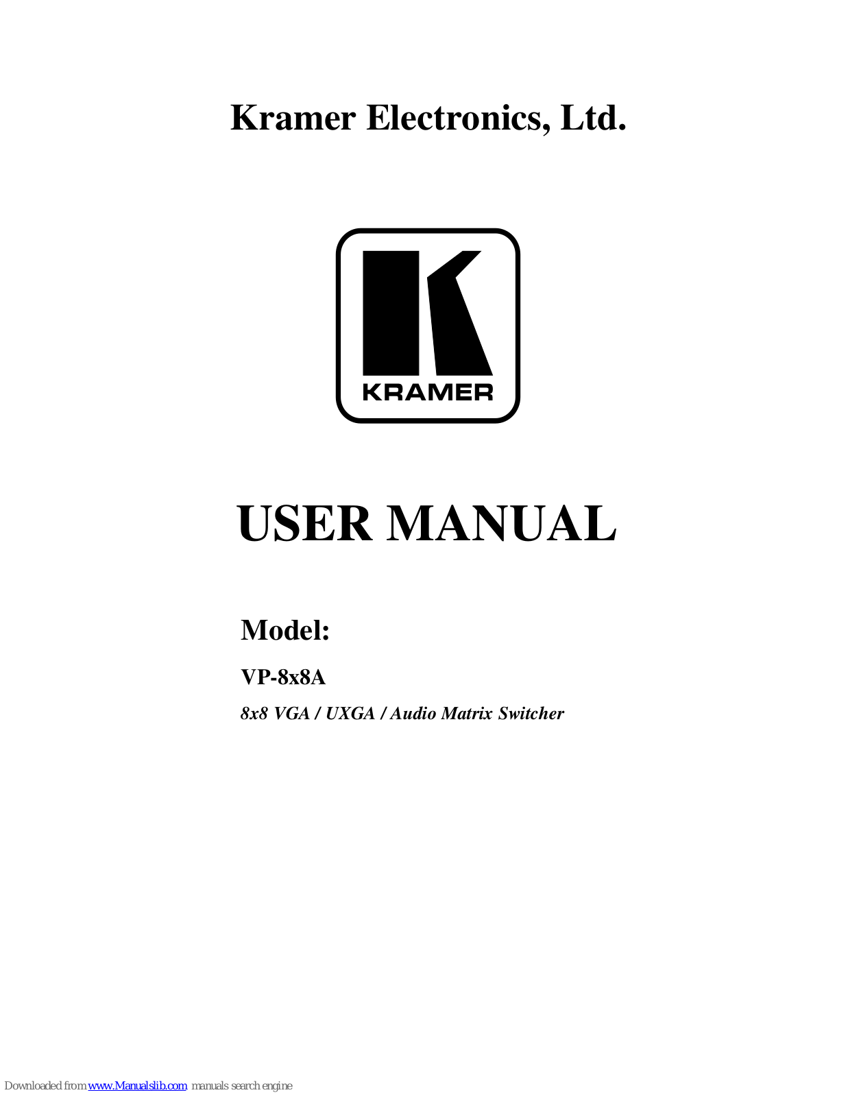 Kramer VP-8x8A User Manual