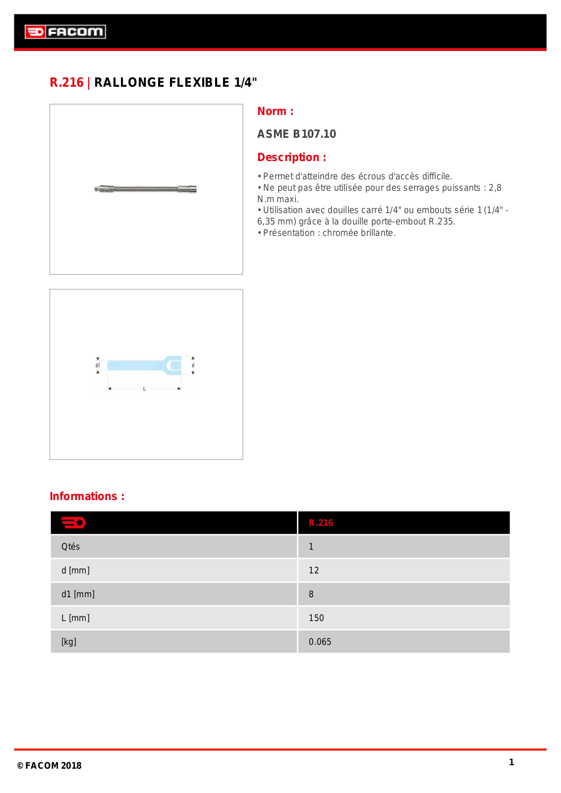 Facom R.216 Specification - ManualMachine.com