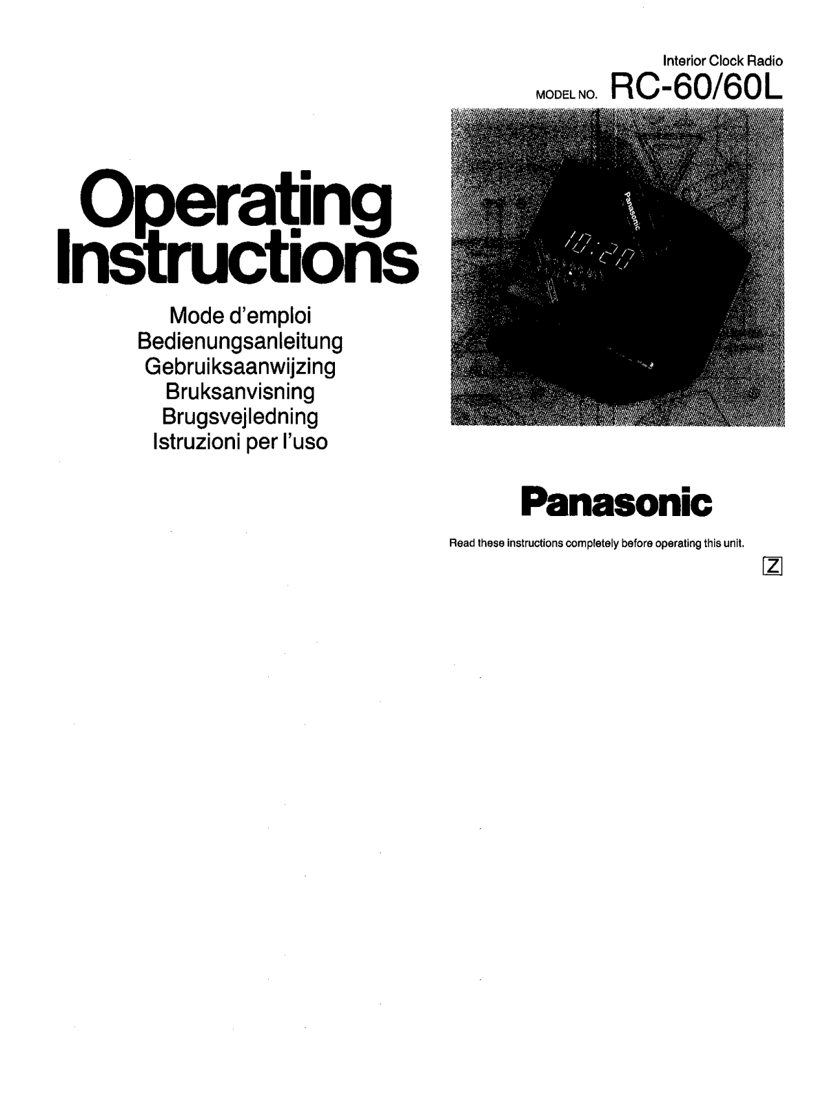 Panasonic RC-60 User Manual