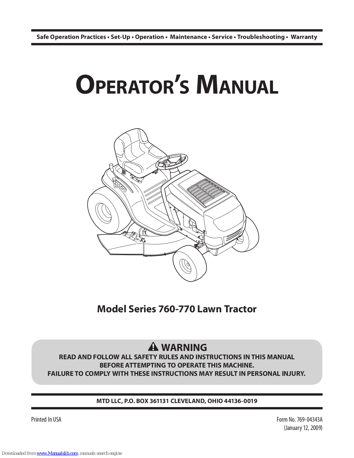 Cub Cadet 760-770 SERIES Operator's Manual