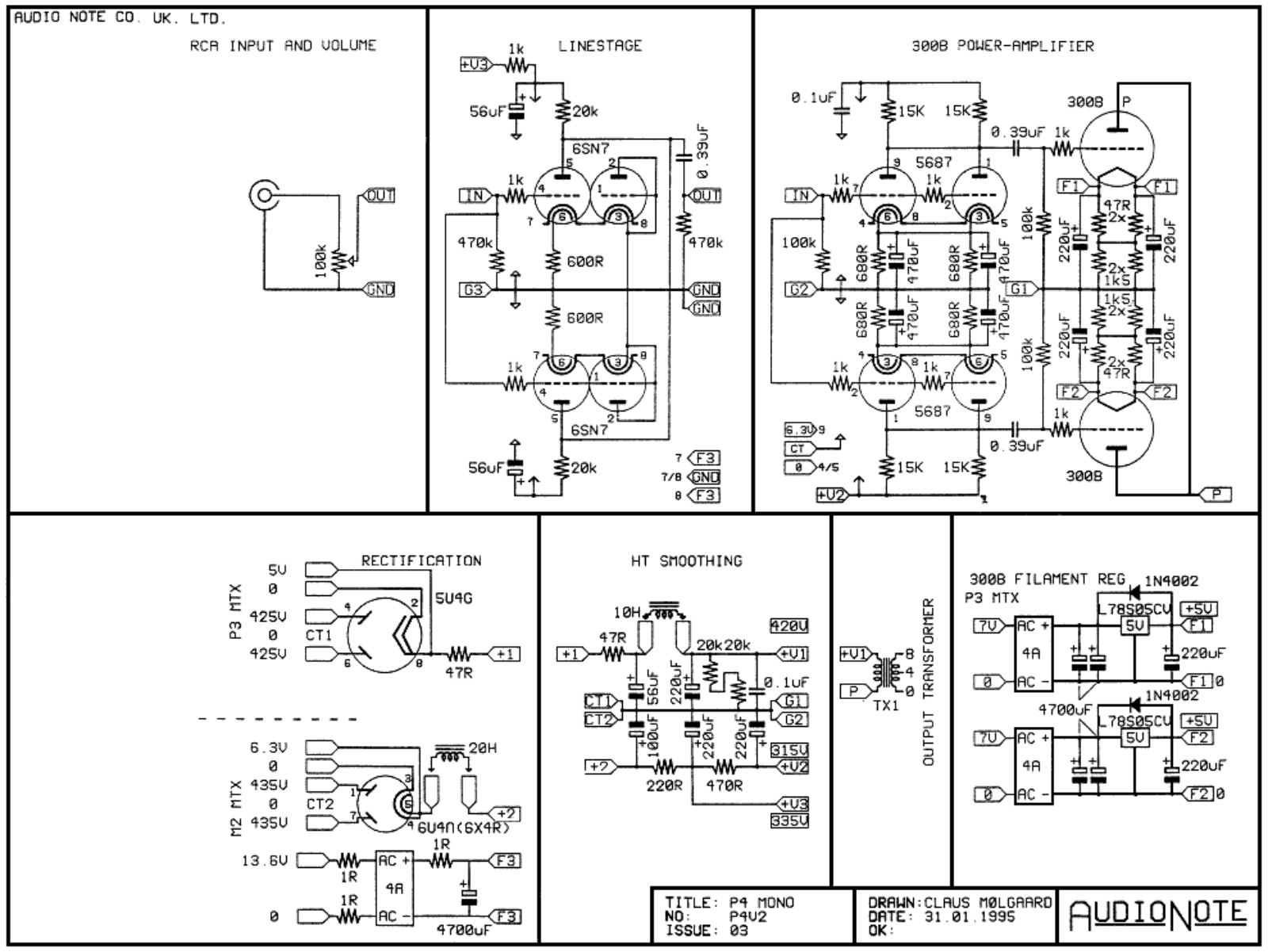 Audio Note P-4 Mono Schematic