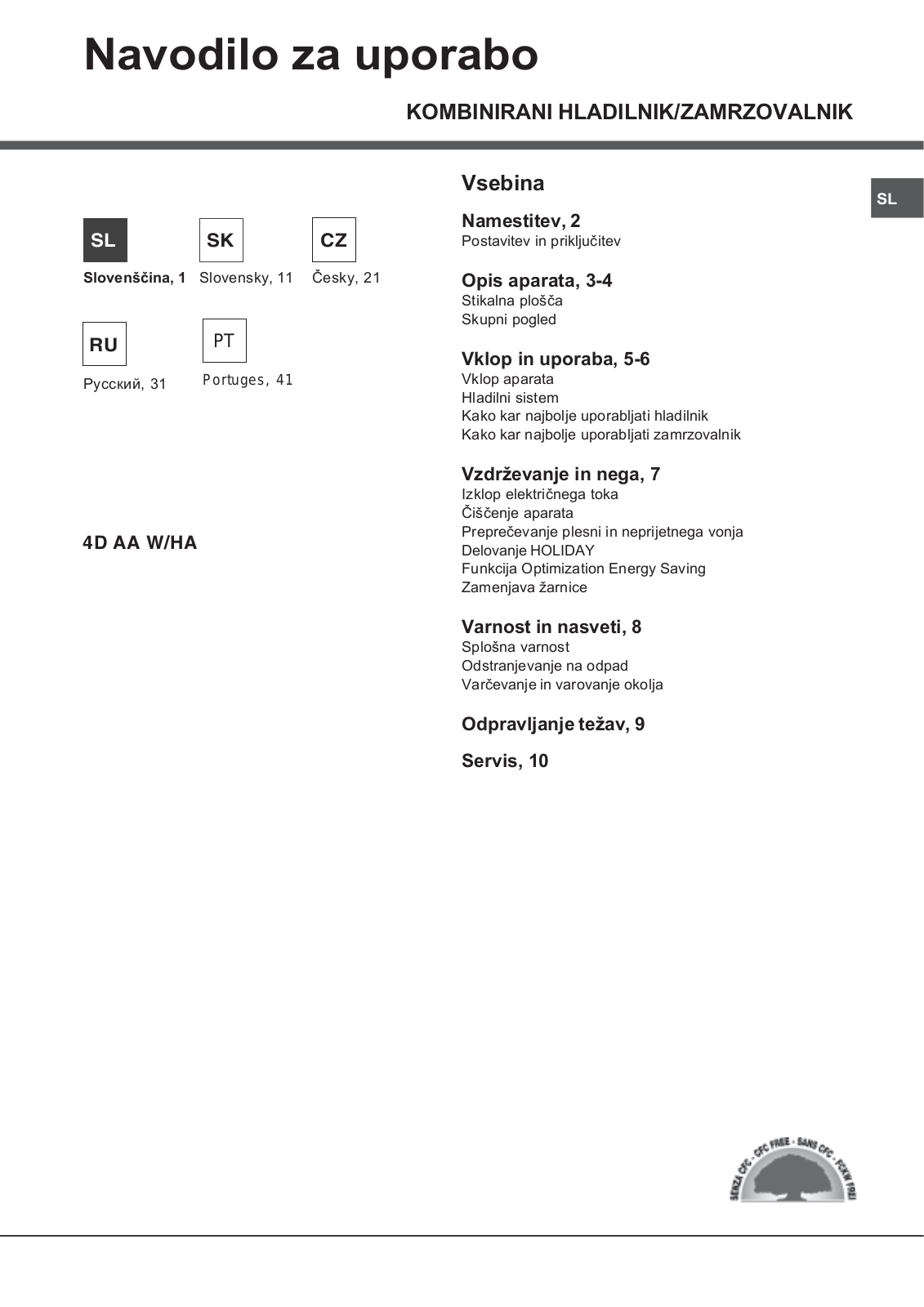 Hotpoint Ariston 4D AA W/HA User Manual