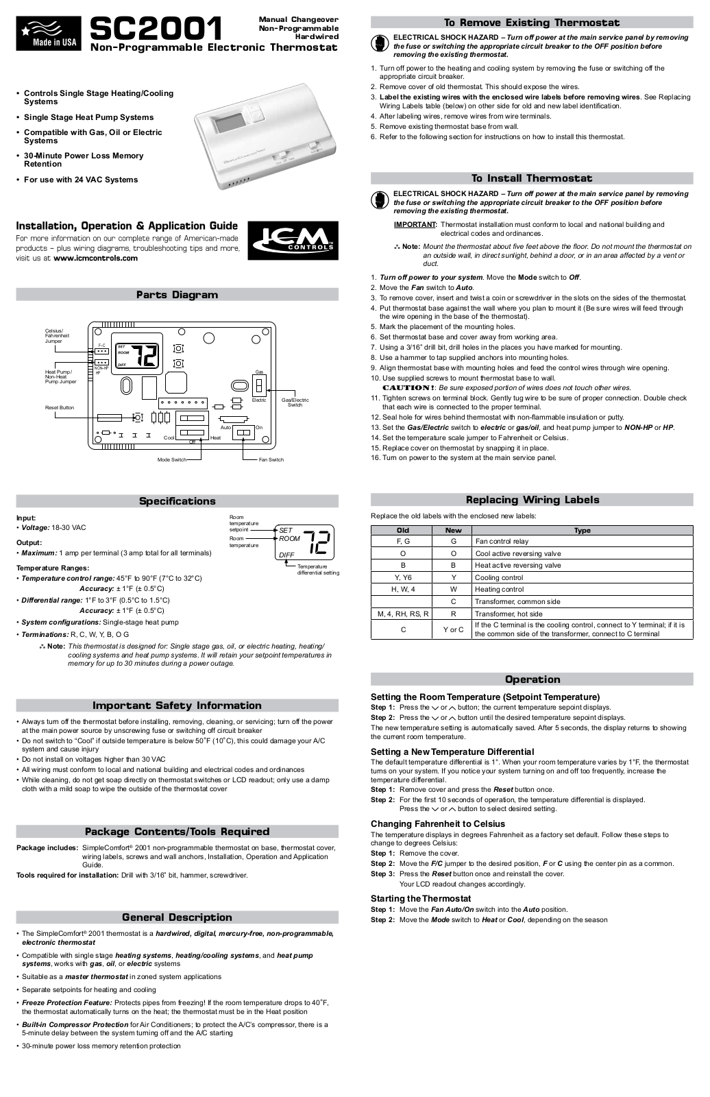 ICM Controls SC2001 Installation, Operation & Application Manual