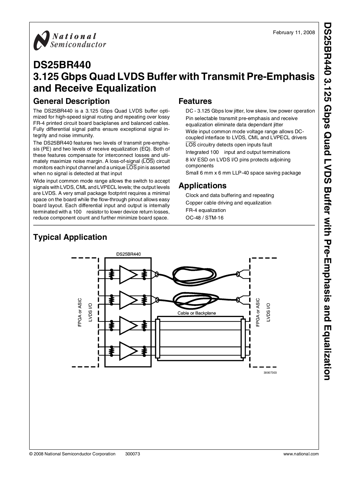 National Semiconductor DS25BR440 Technical data