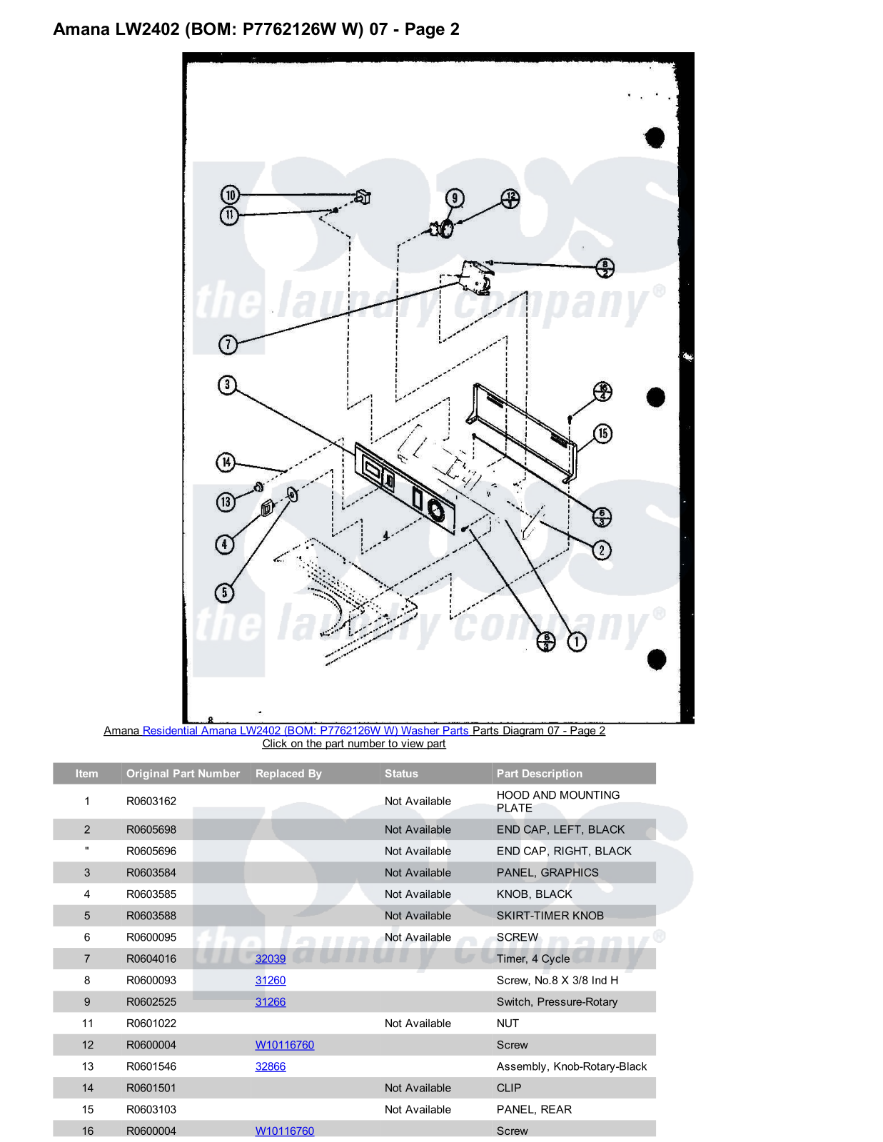 Amana LW2402 Parts Diagram