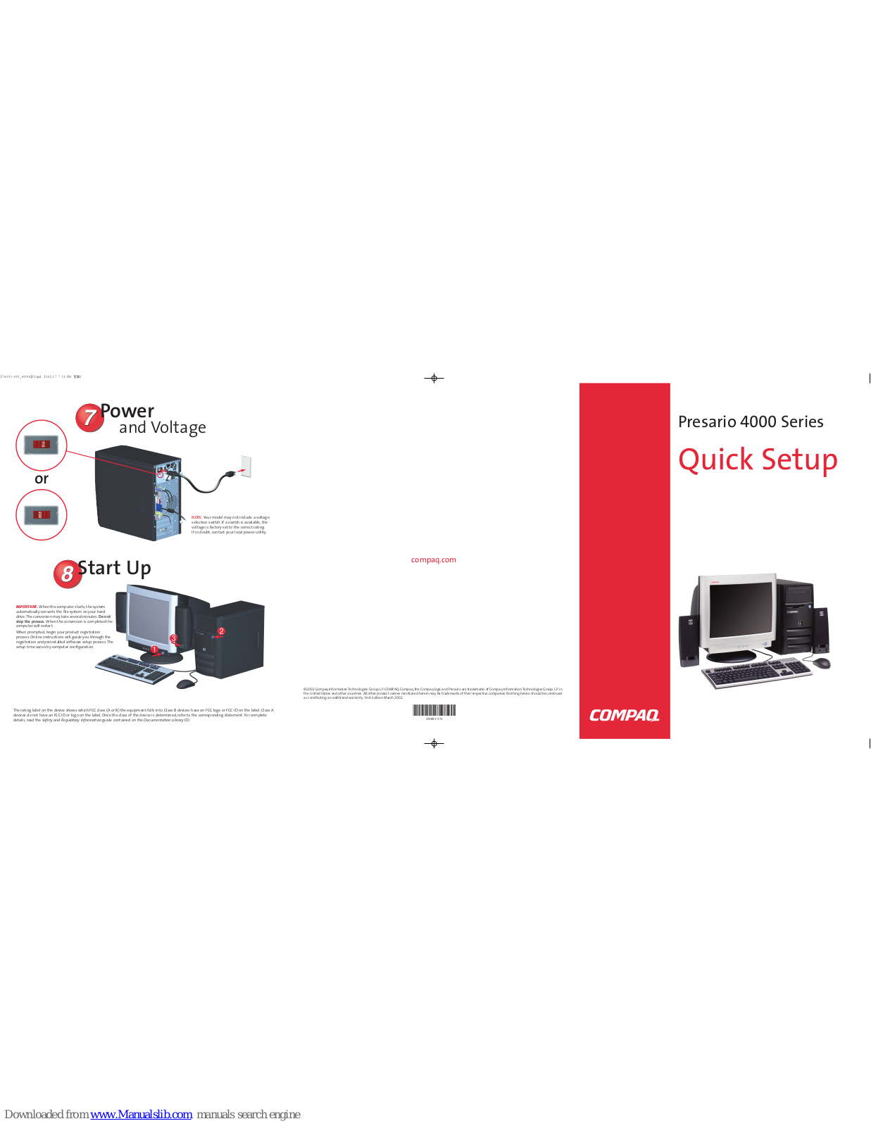 HP Presario 4405 Quick Setup Manual