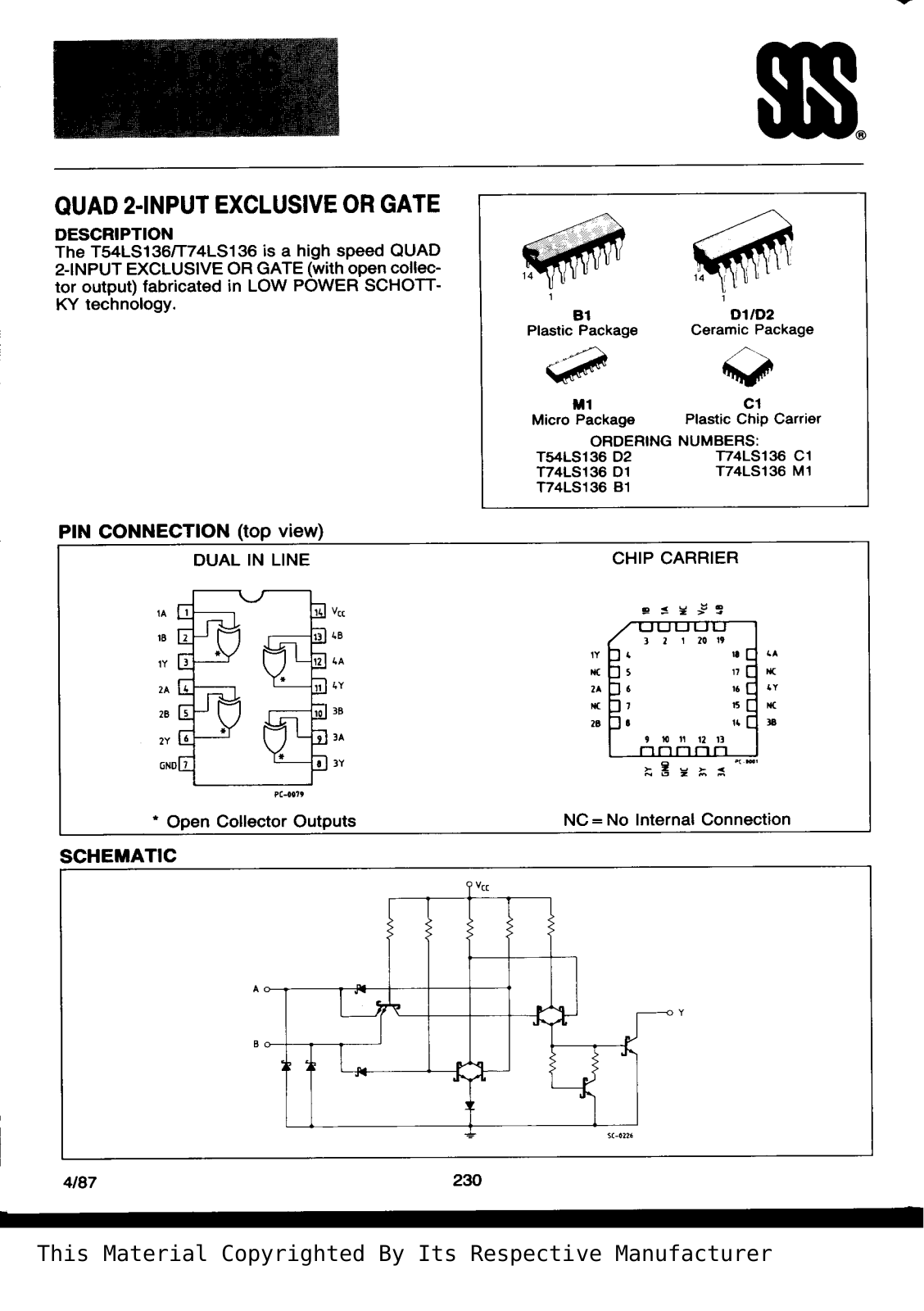 Datasheet T74LS136B1 Specification - ManualMachine.com
