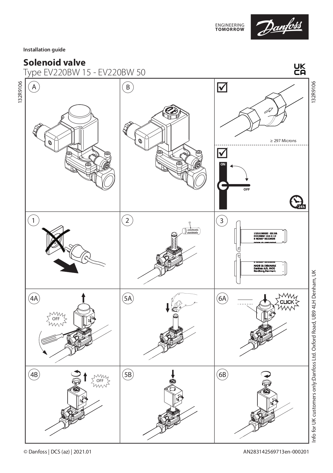 Danfoss EV220BW 15, EV220BW 50 Installation guide