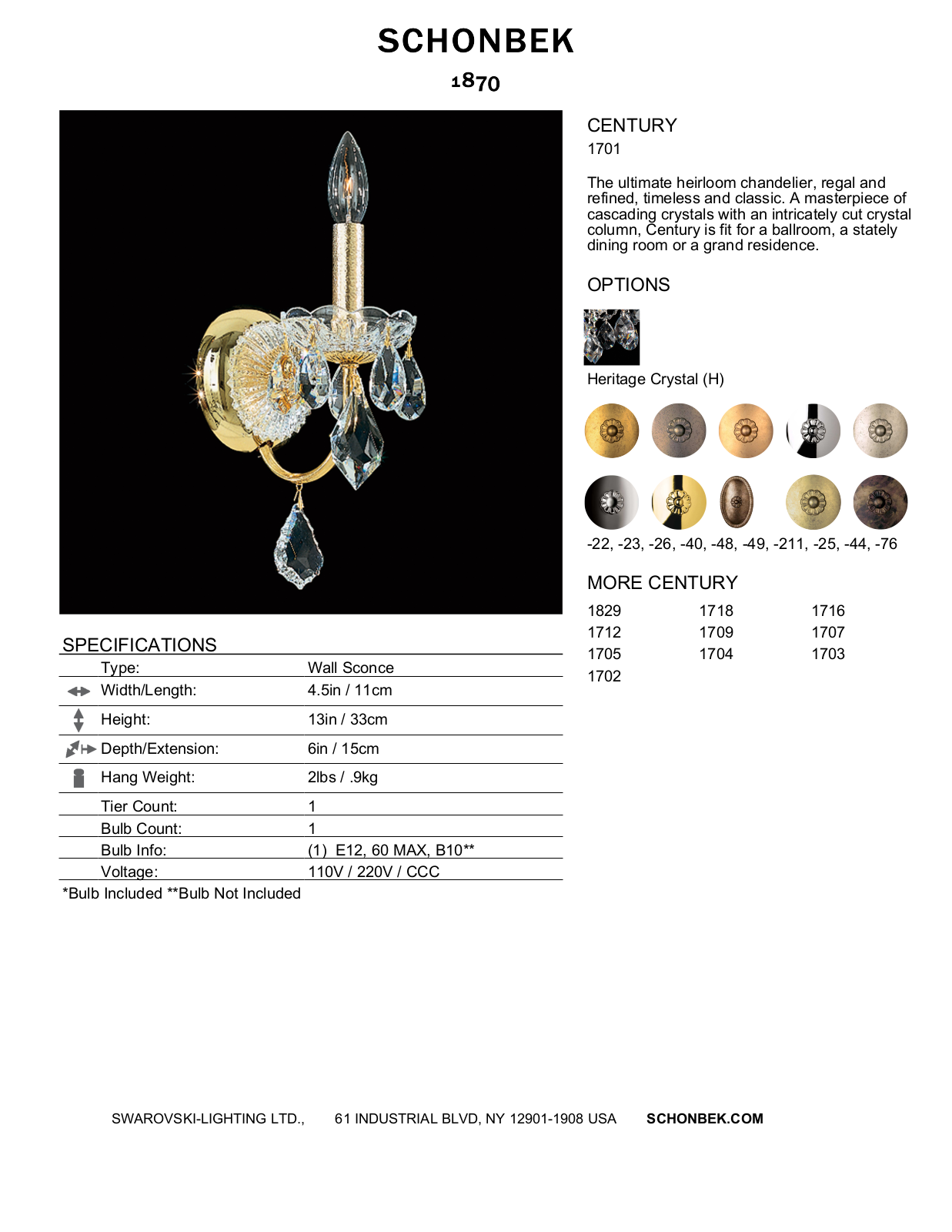 Schonbek SOC3522 Specifications - ManualMachine.com