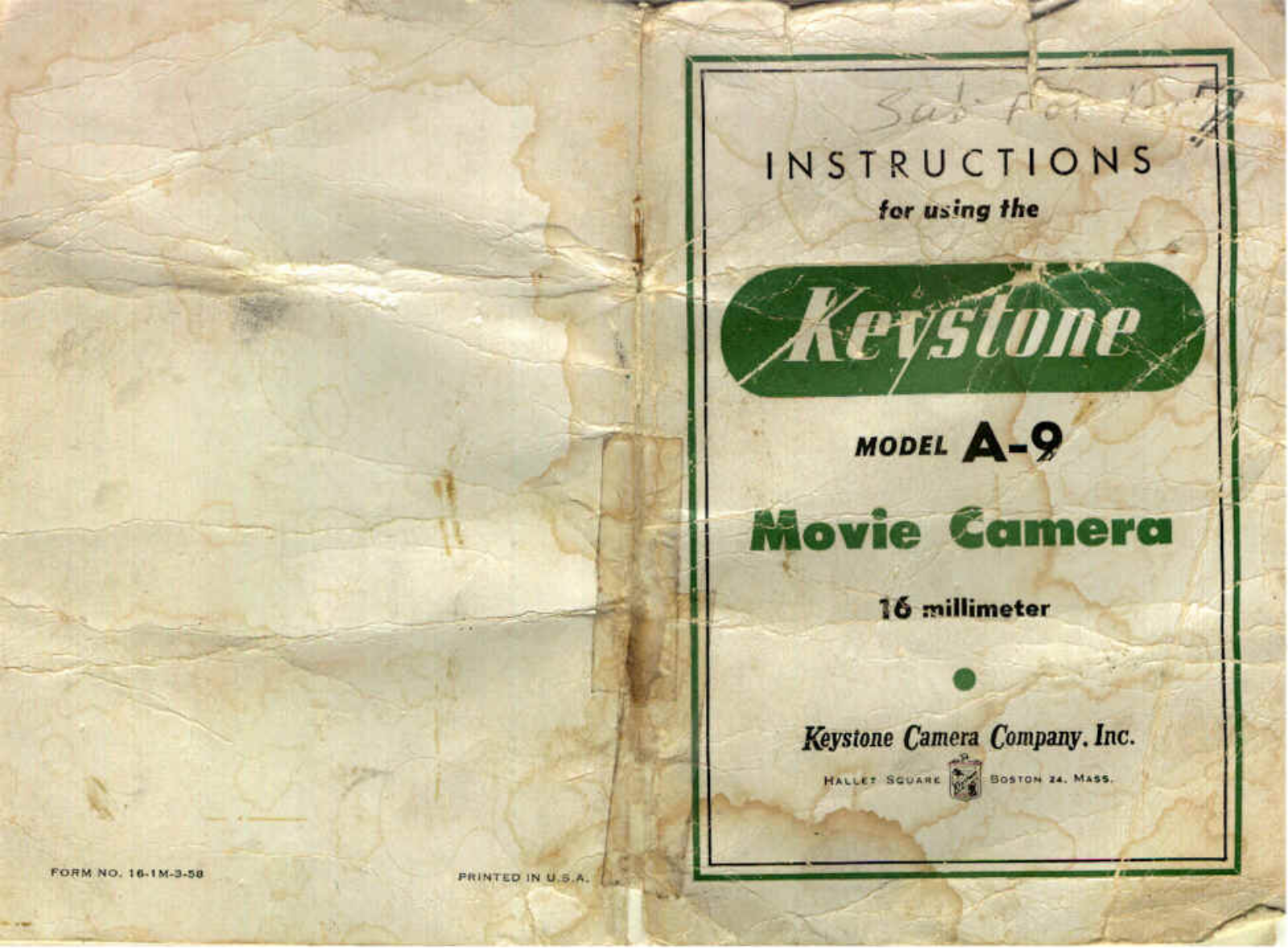 Keystone A-9 Operating Instructions