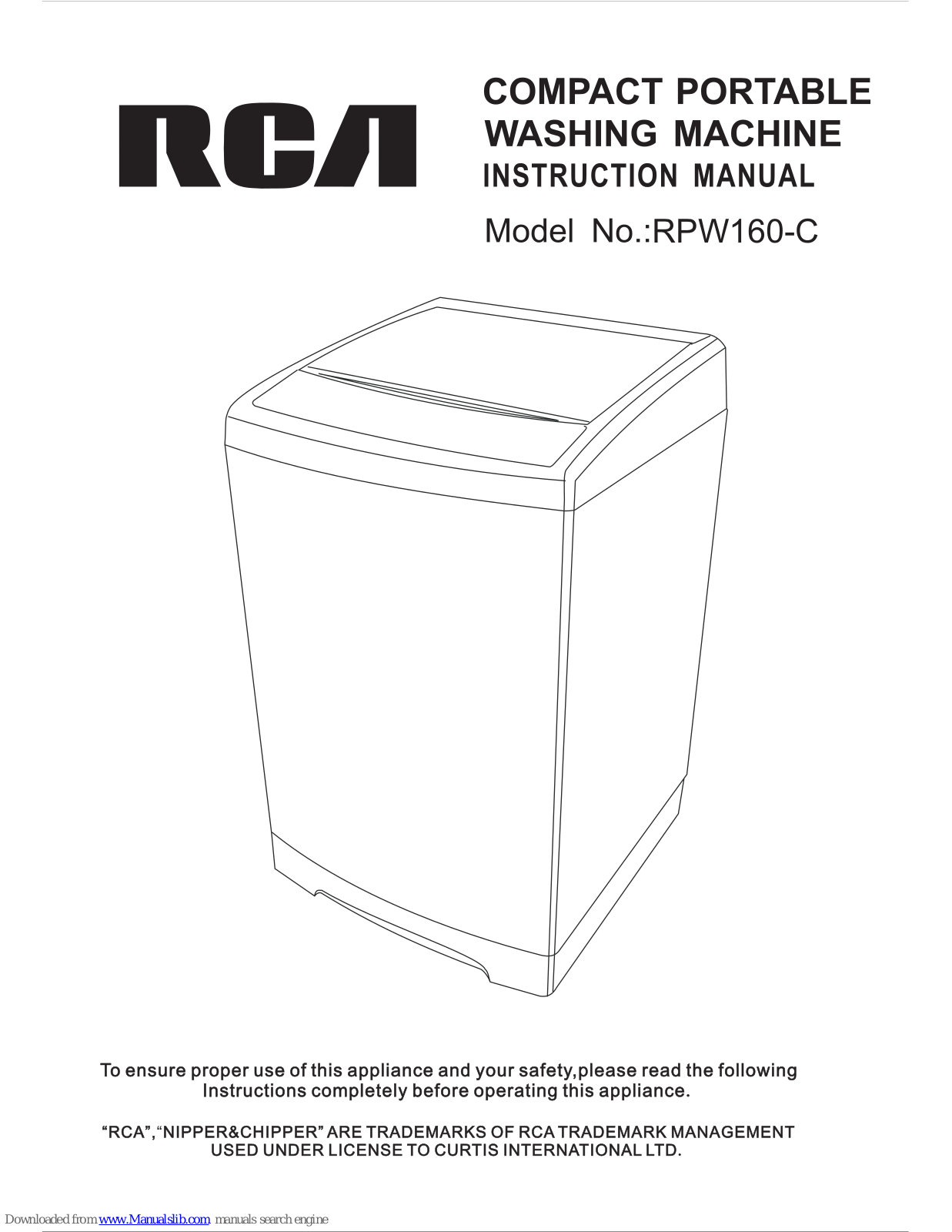 RCA RPW160-C Instruction Manual