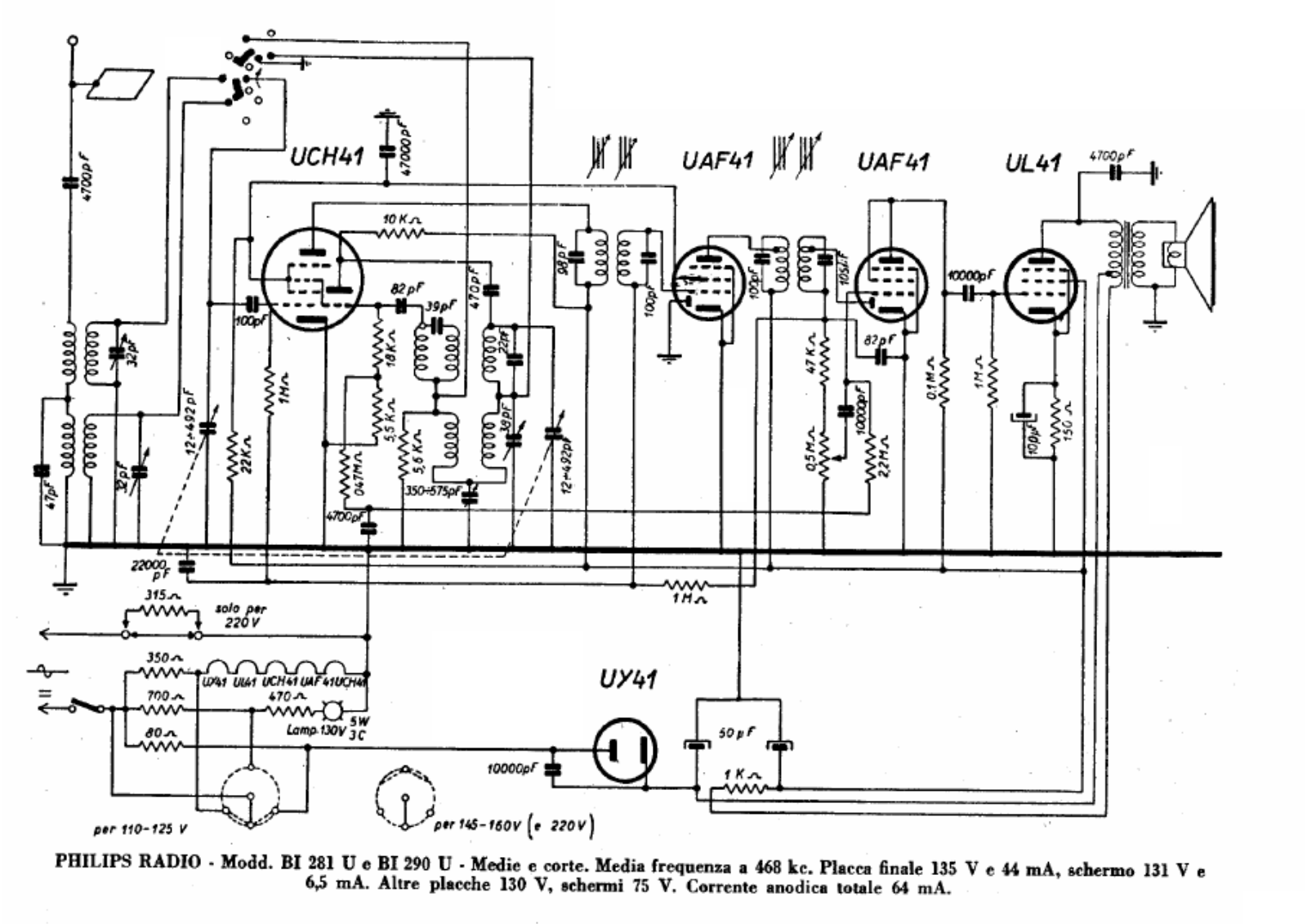 Philips bi281u, bi290u schematic