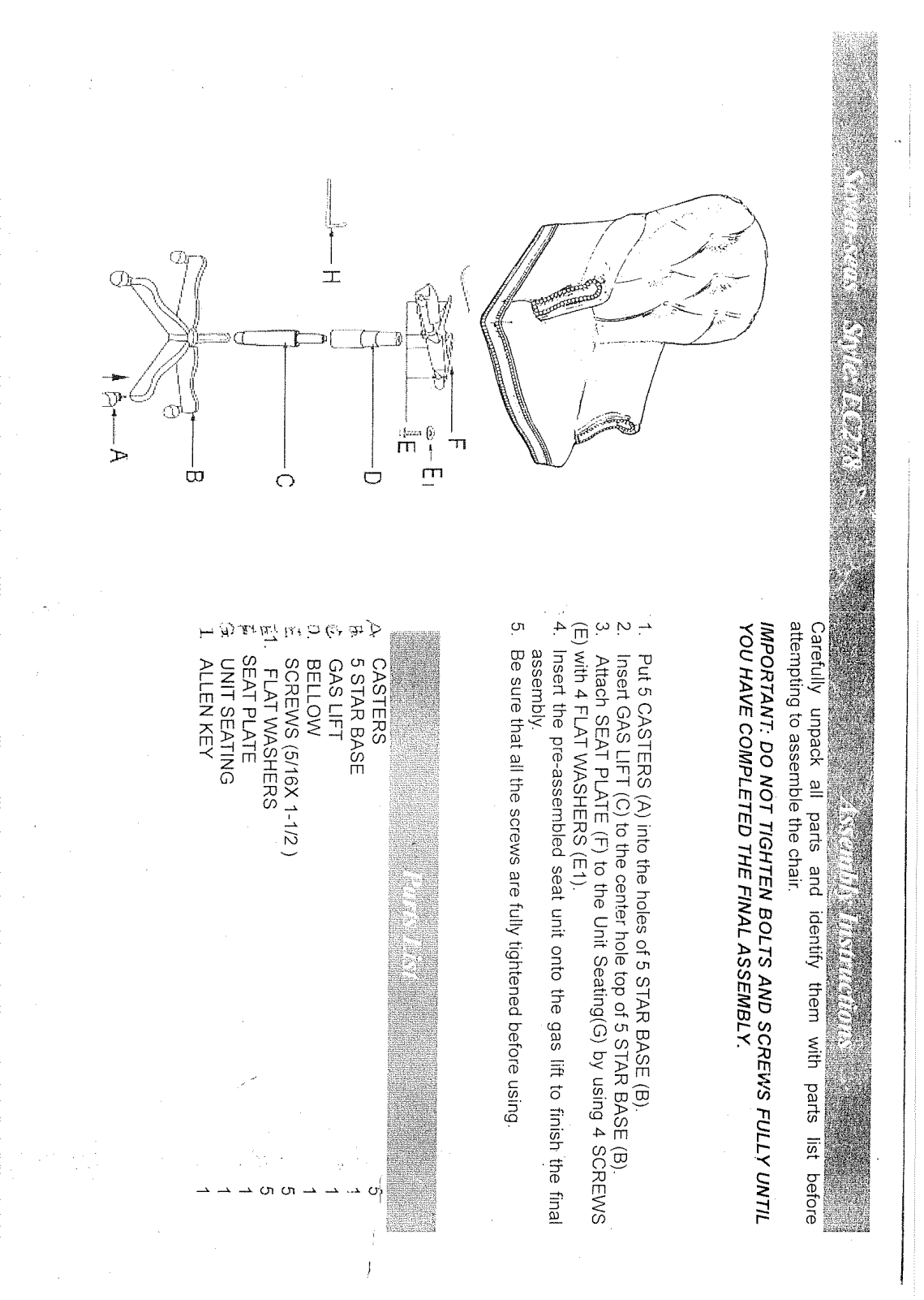 Hooker Furniture EC278 Assembly Guide