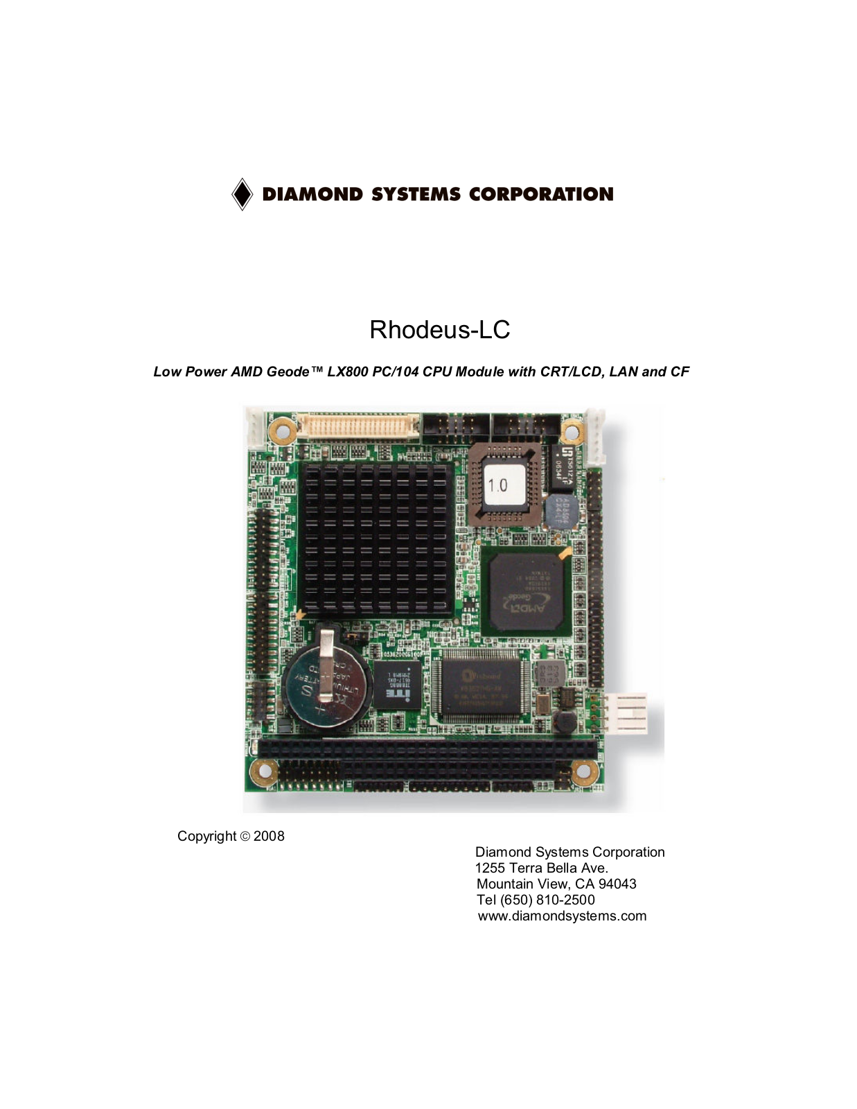 Diamond LC LX800 PC-104 User Manual