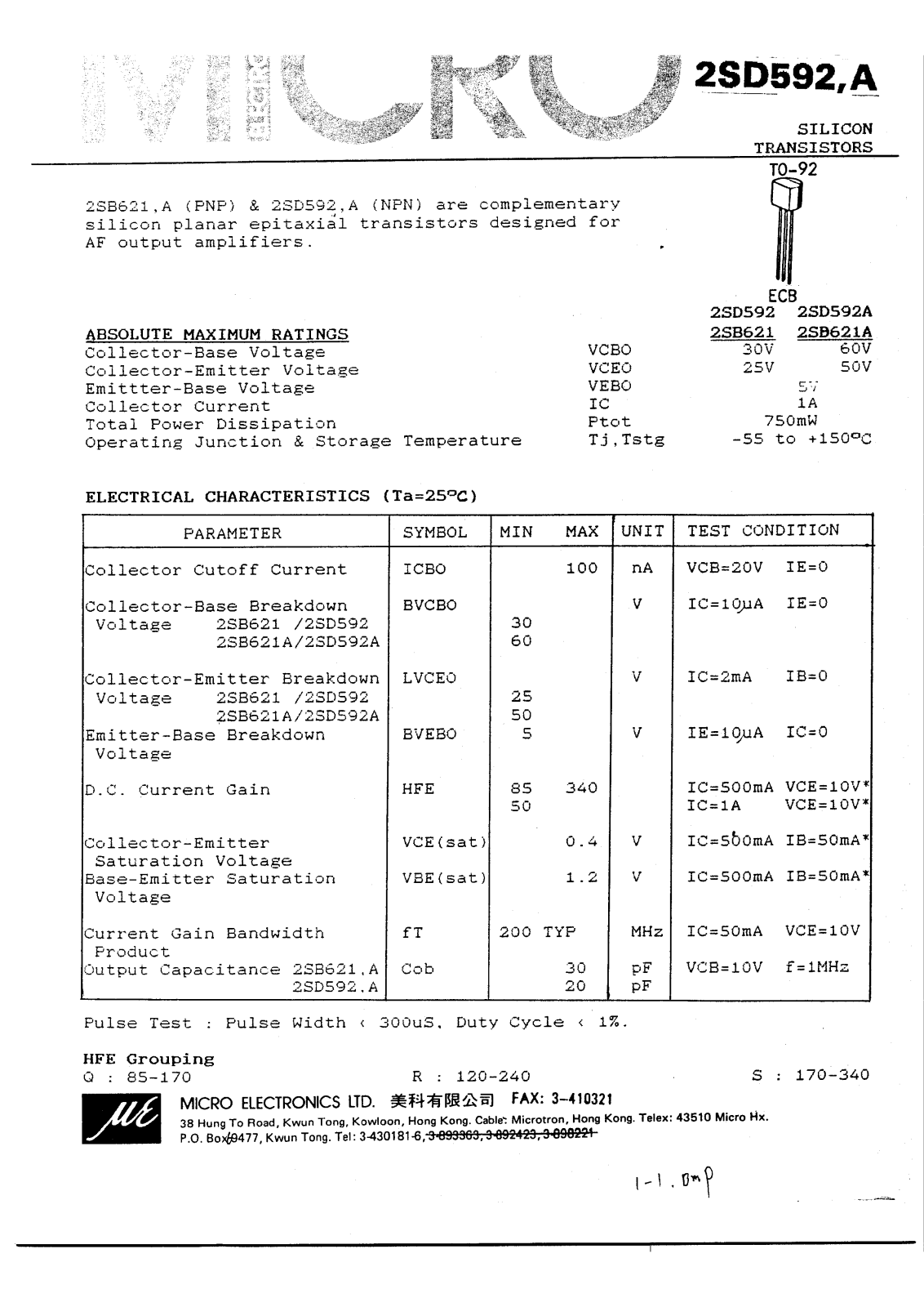 ME 2SB621A, 2SB621, 2SB592A, 2SB592 Datasheet