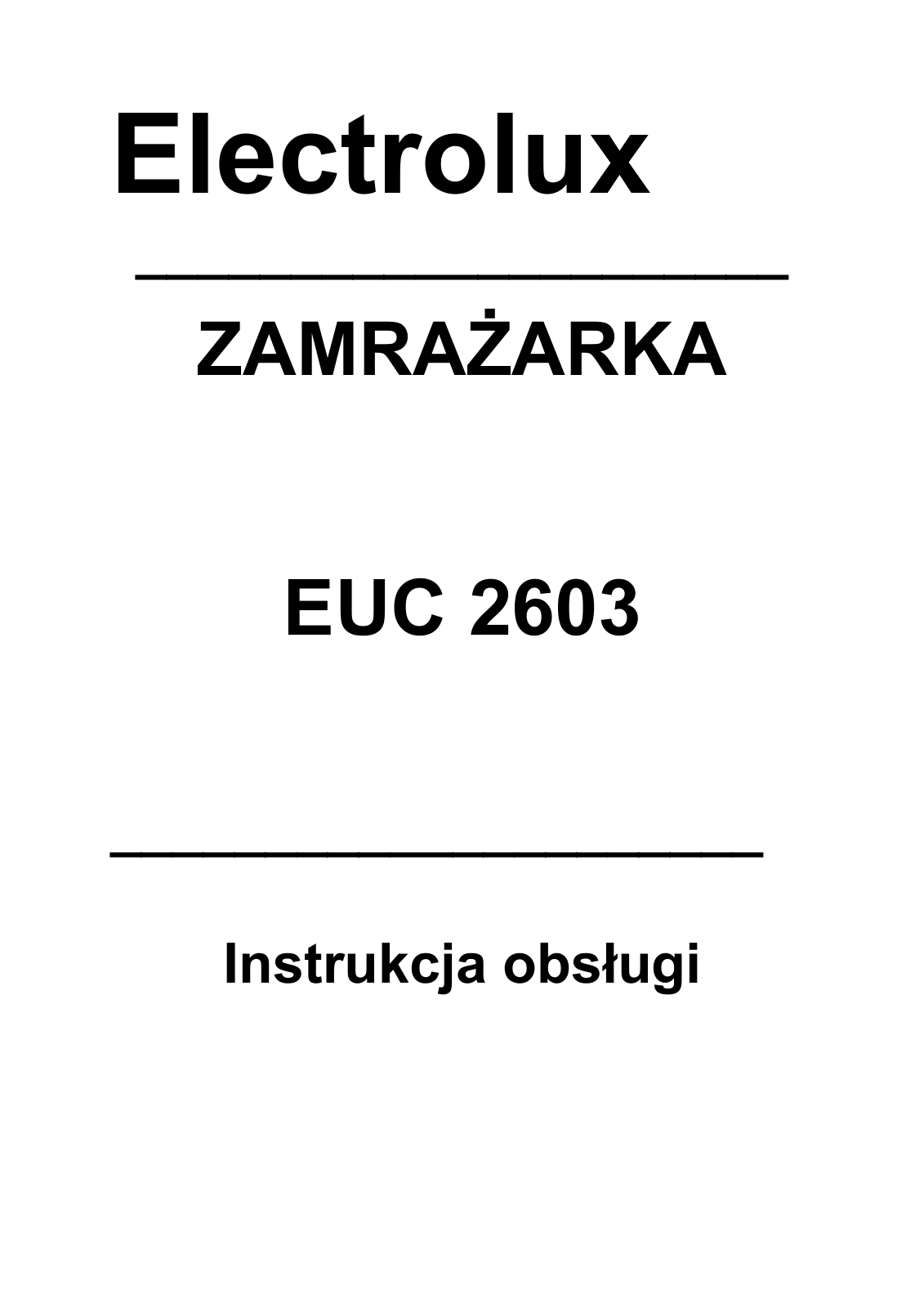 Electrolux EUC2603 User Manual