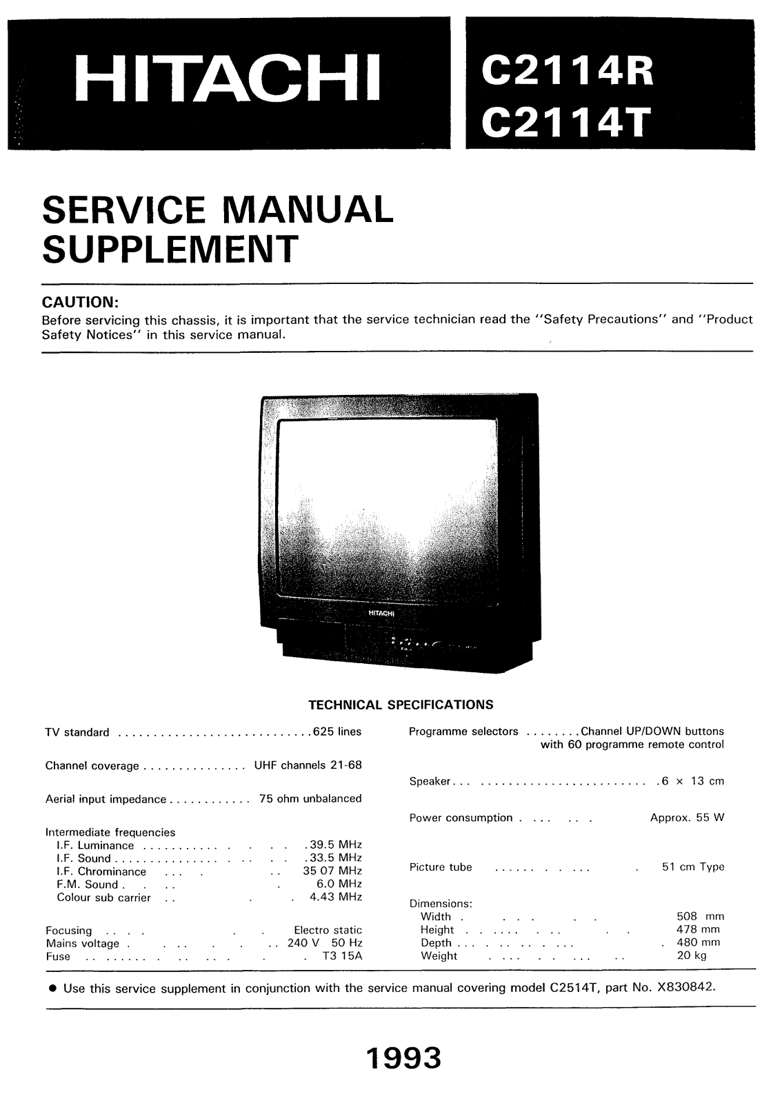 Hitachi X830855 Service Manual