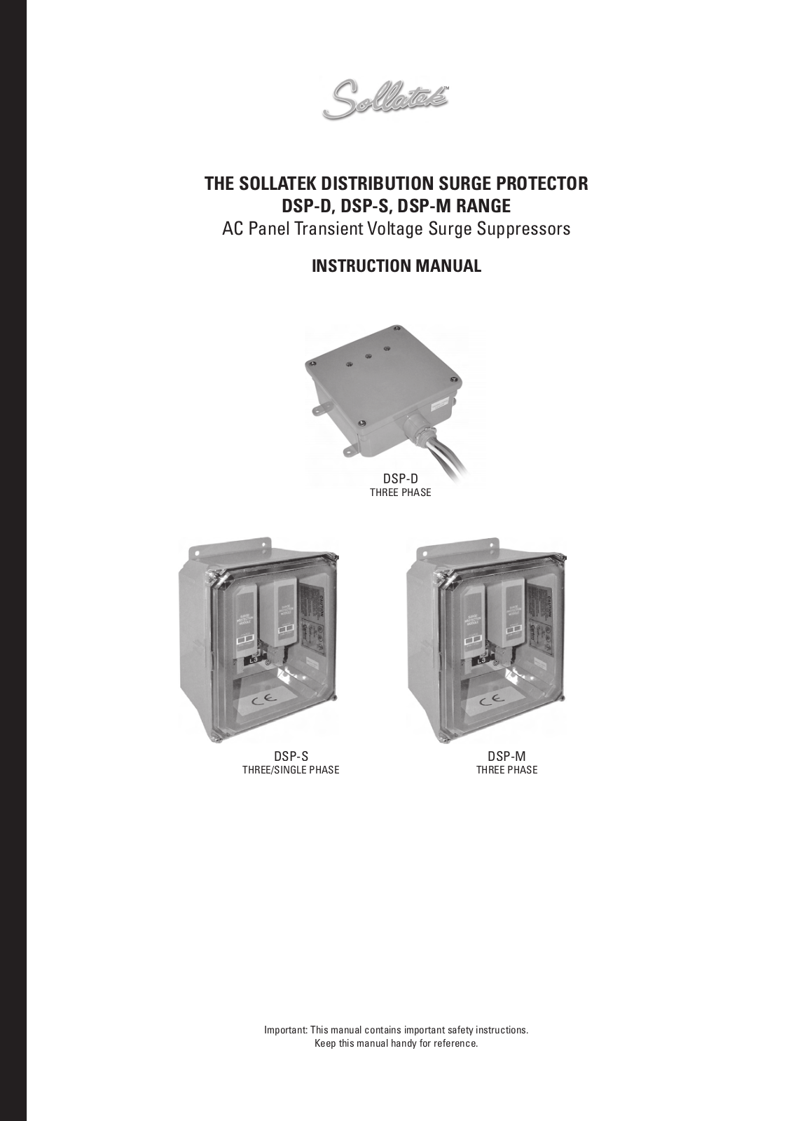 Sollatek DSP-D, DSP-S, DSP-M, DSP-D Series, DSP-S Series Instruction Manual