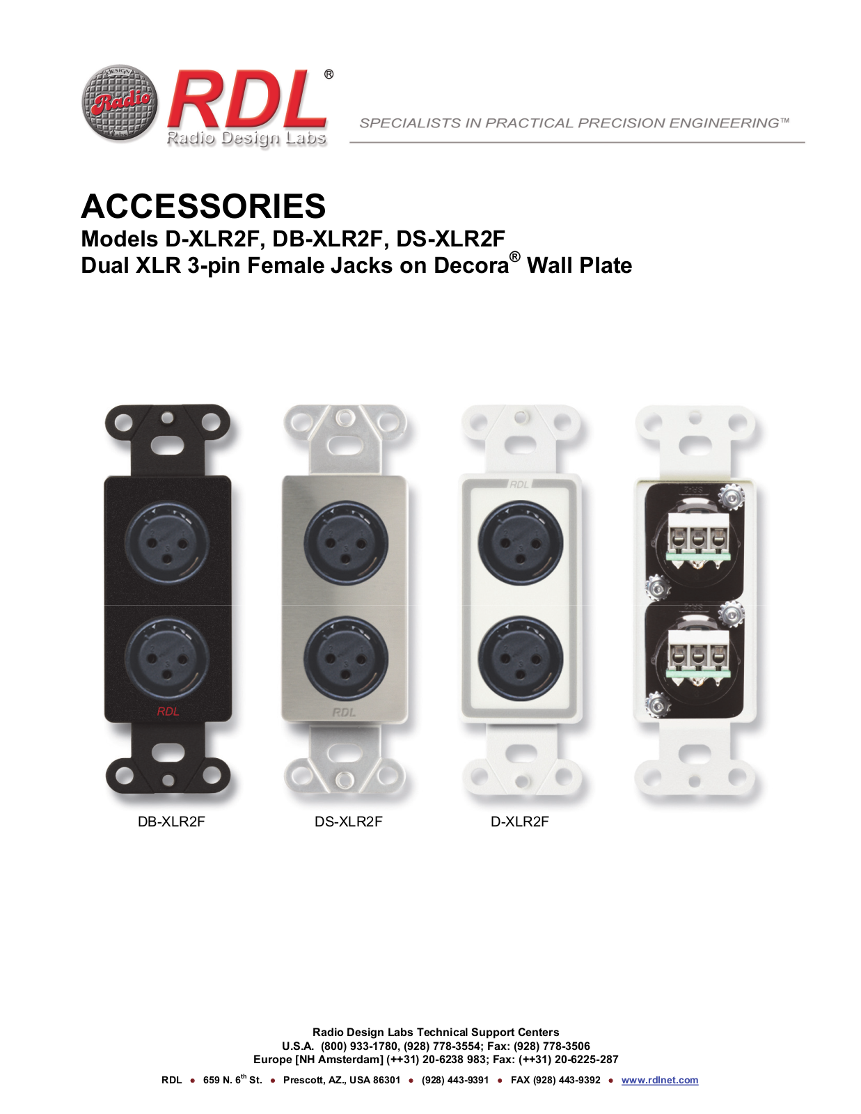 RDL DS-XLR2F, D-XLR2F Datasheet