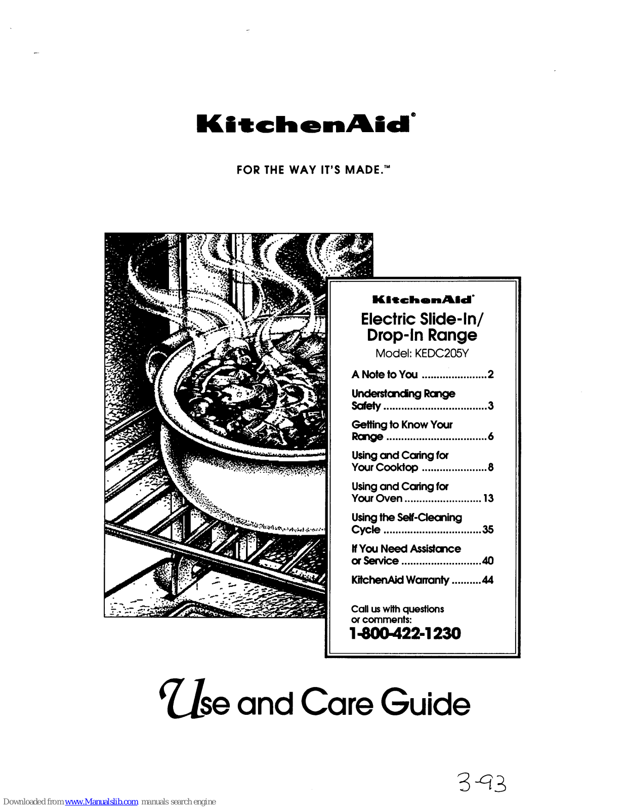 KitchenAid FOR THE WAY THAT IT'S MADE KEDC205Y Use And Care Manual