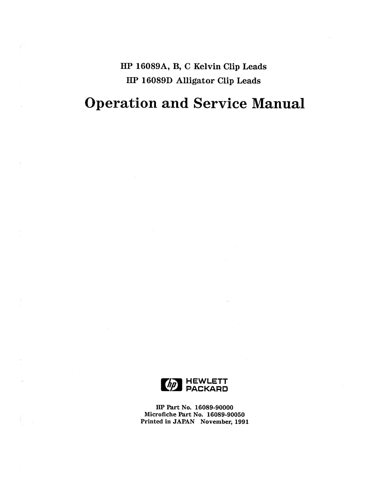 Hewlett-Packard 16089 A User Manual