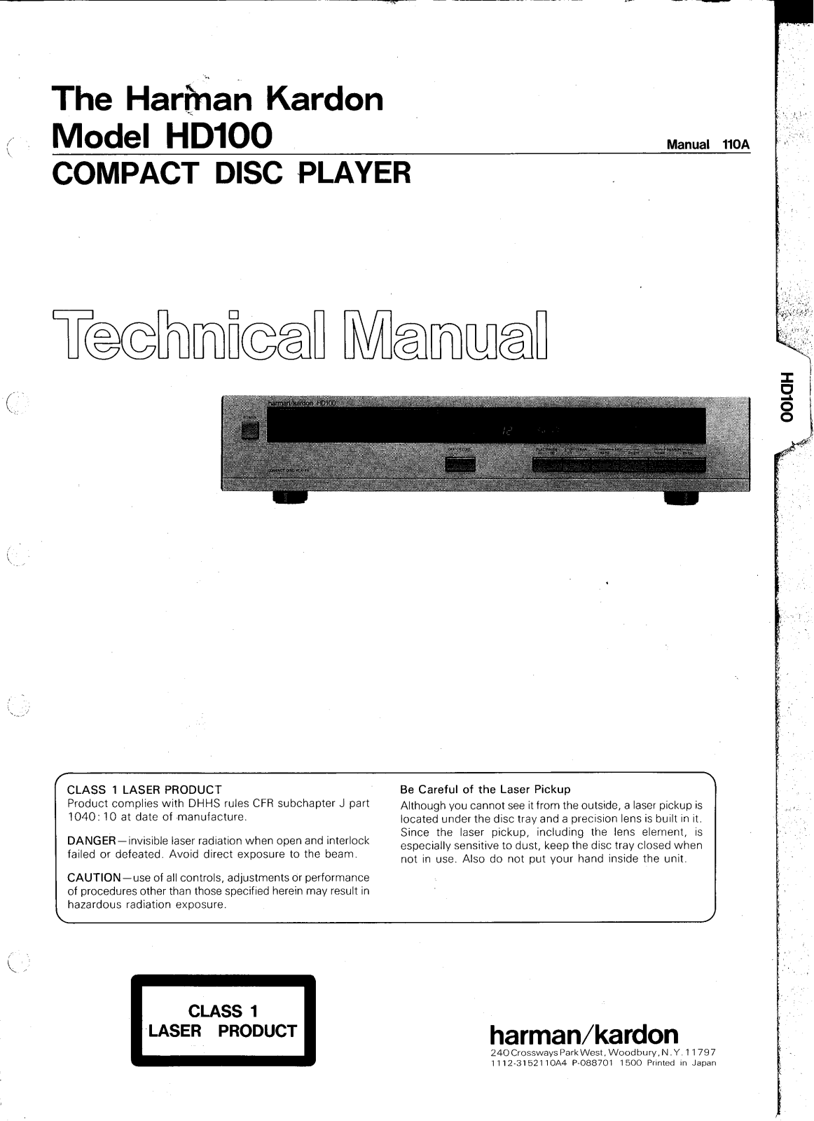 Harman Kardon HD-100 Service manual