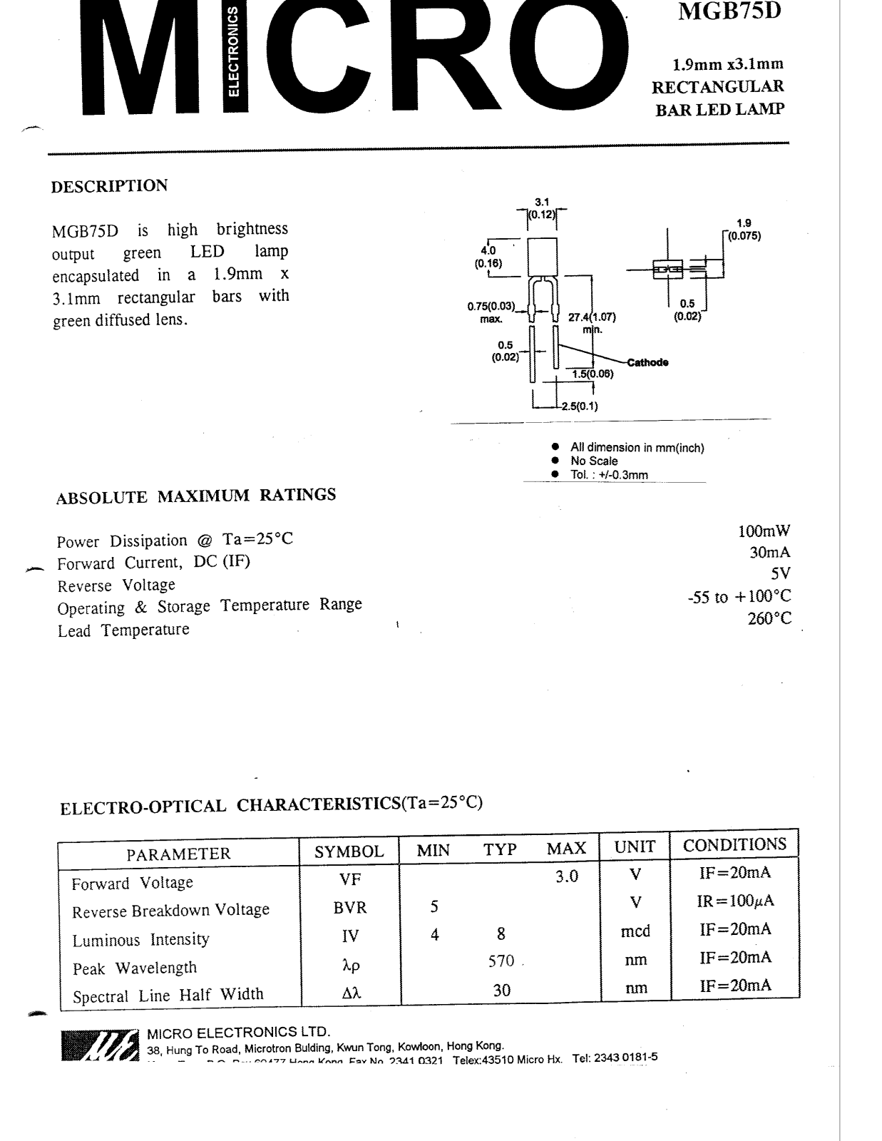 MICRO MGB75D Datasheet