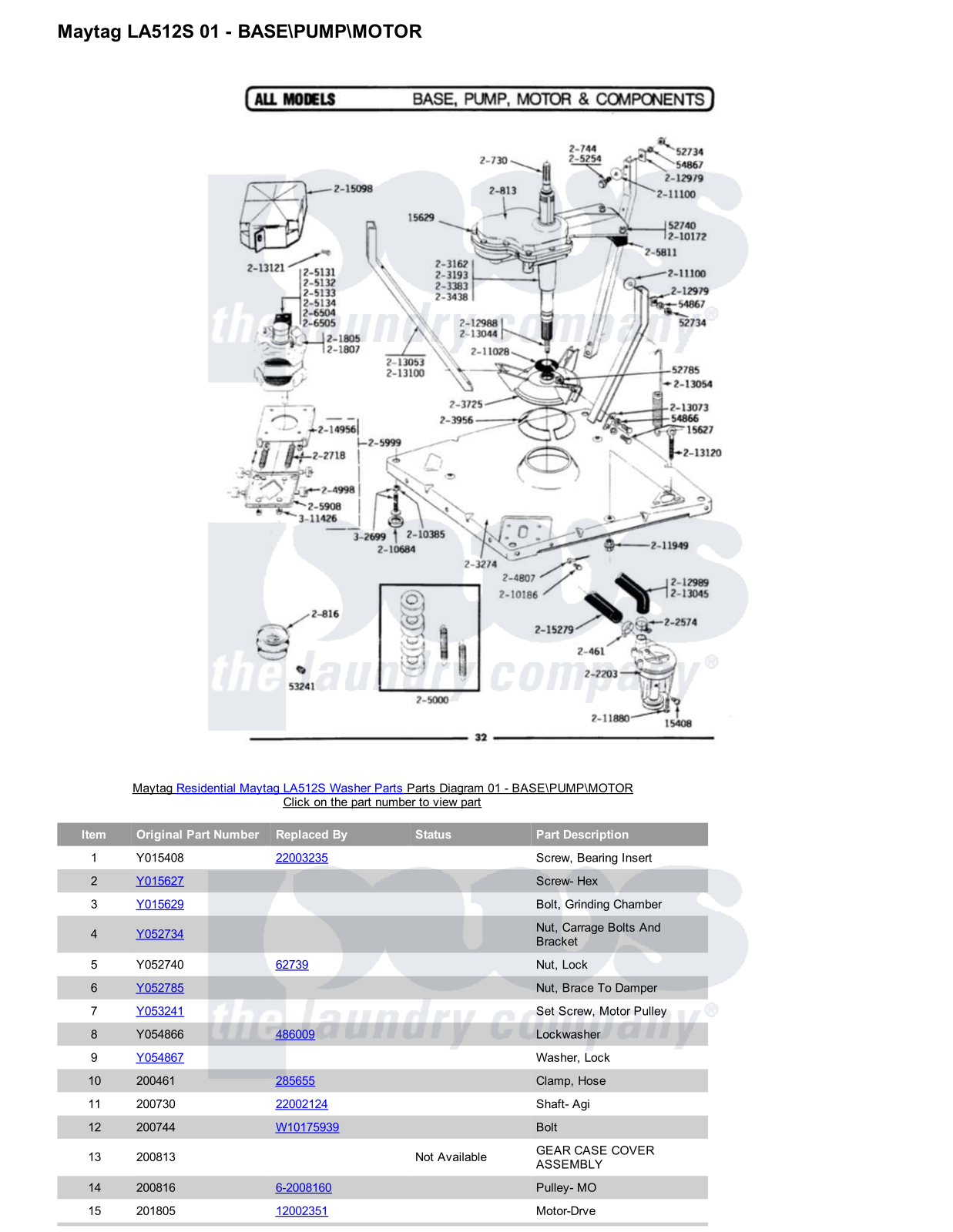 Maytag LA512S Parts Diagram