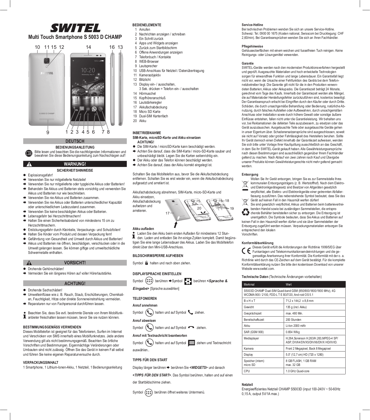 Switel S5003D Operating Instructions