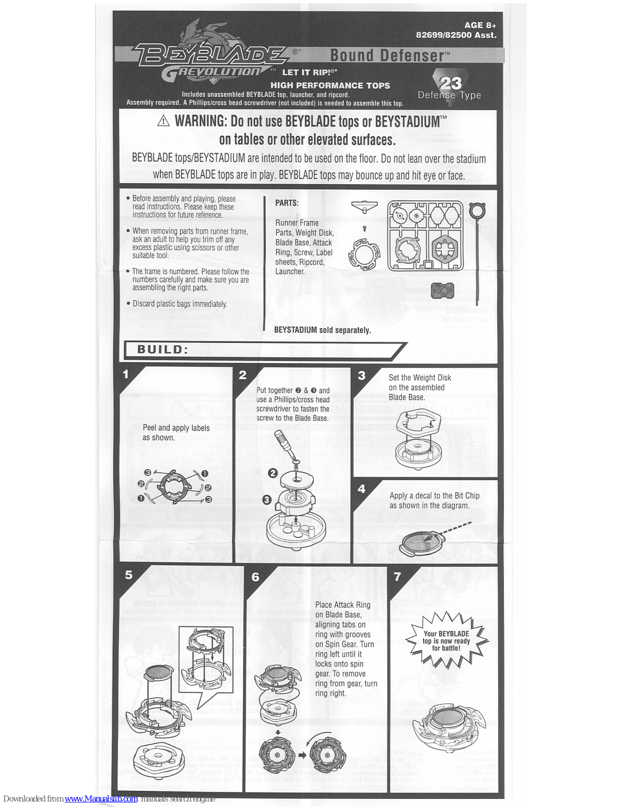 Beyblade Bound Defenser, 82699, 82500 Instructions Manual - ManualMachine.com