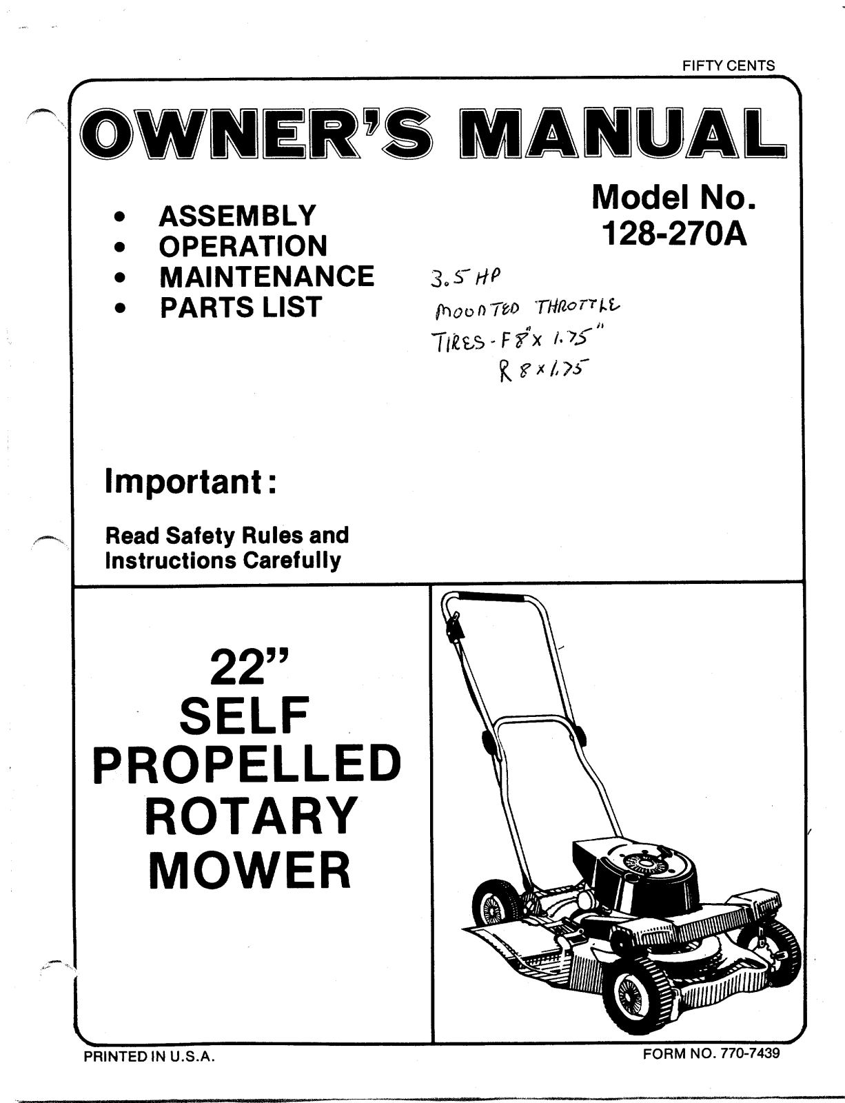 MTD 128-270A User Manual