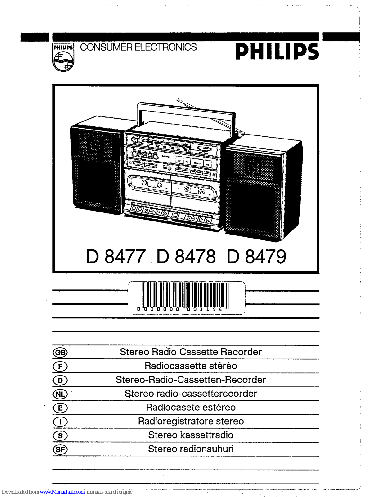 Philips D8478, D 8477 User Manual - ManualMachine.com