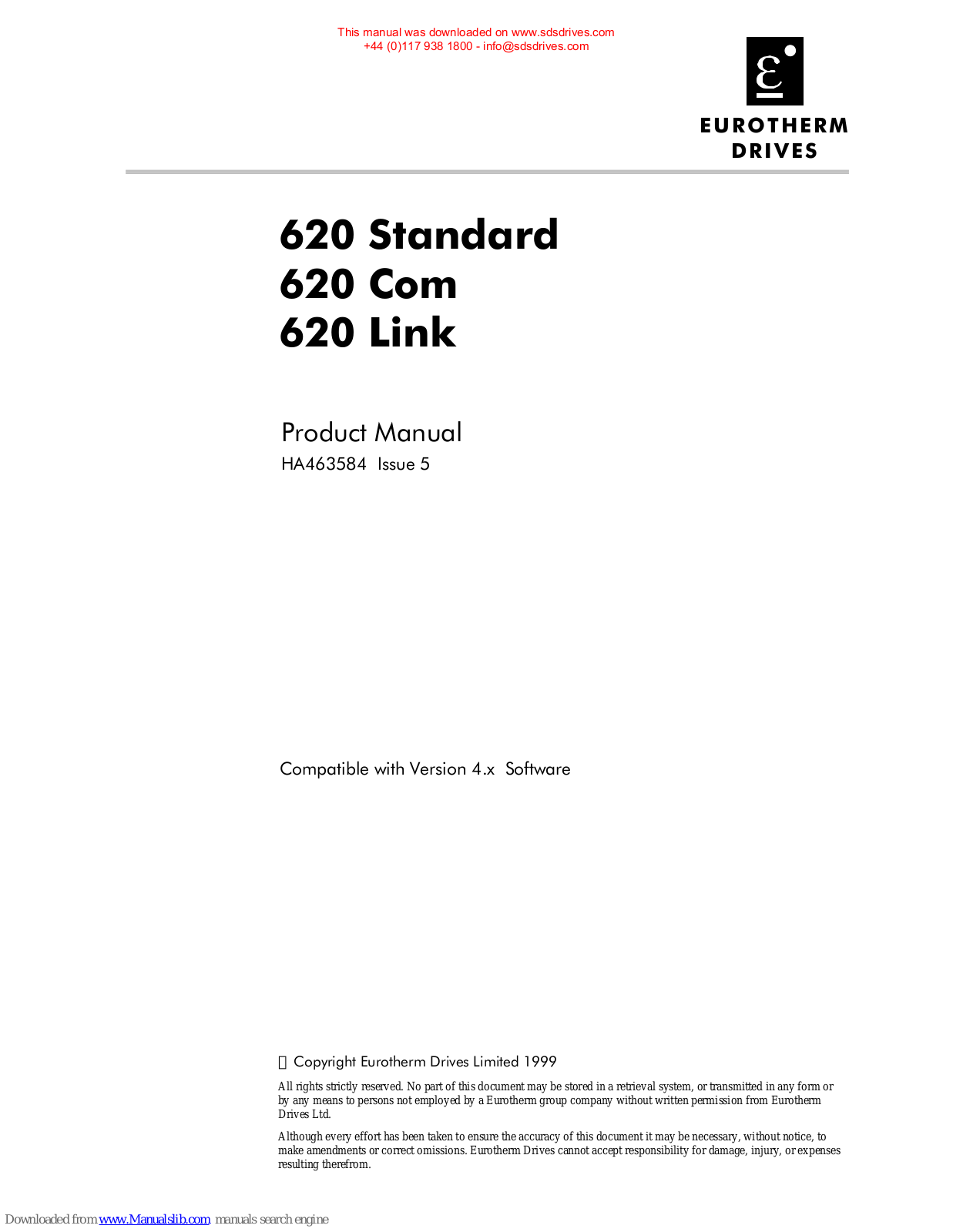 Eurotherm Drives 620 Standard, 620 Link, 620 Com Product Manual