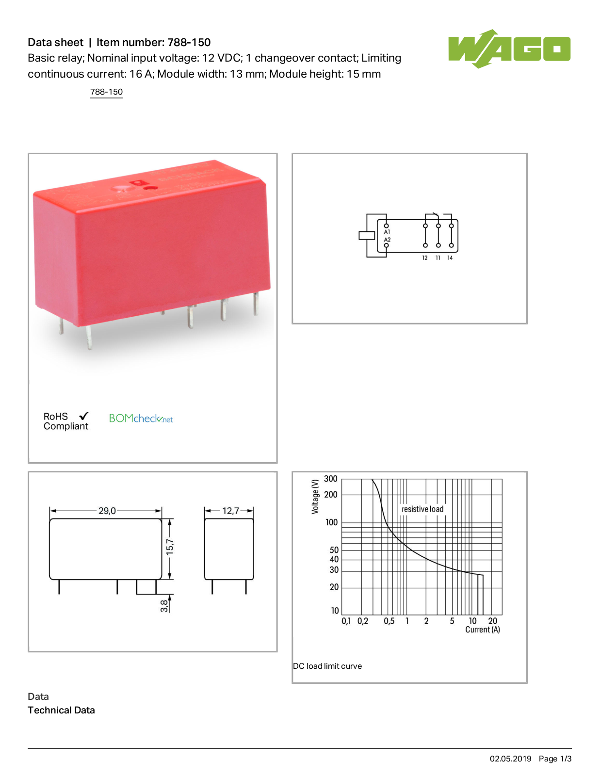 Wago 788-150 Data Sheet