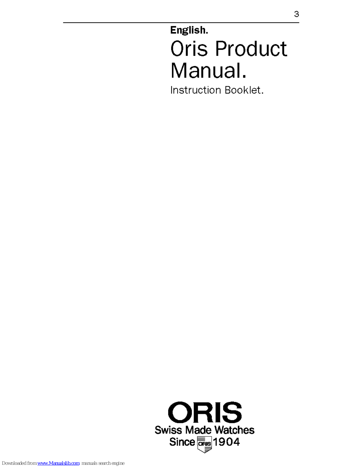 Oris 561, 584, 581, 585, 586 Product Manual - ManualMachine.com