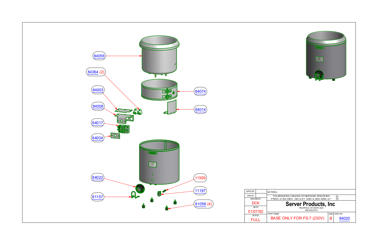 Server 84020 Parts Manual