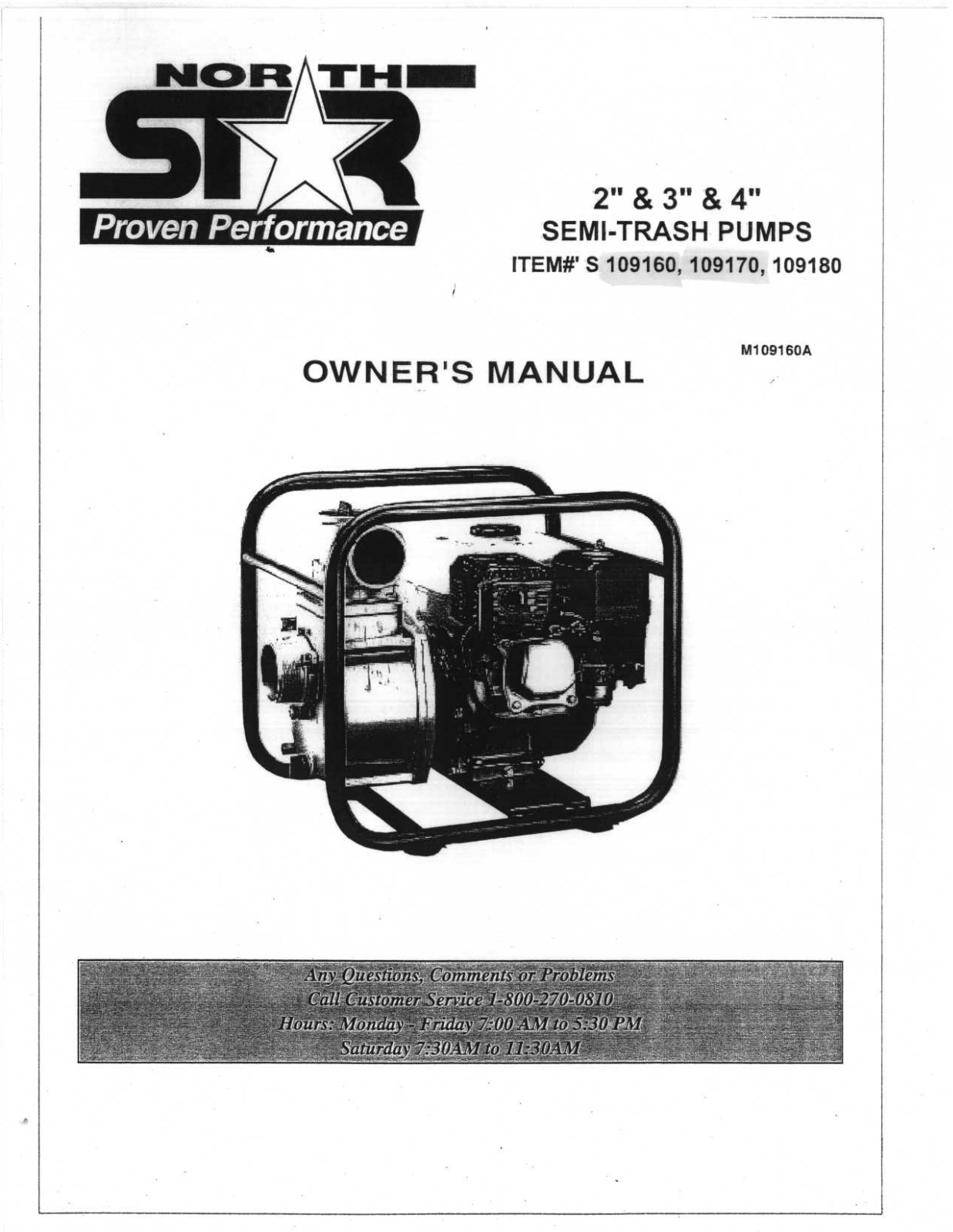 North Star 109170, 109180, 109160 User Manual