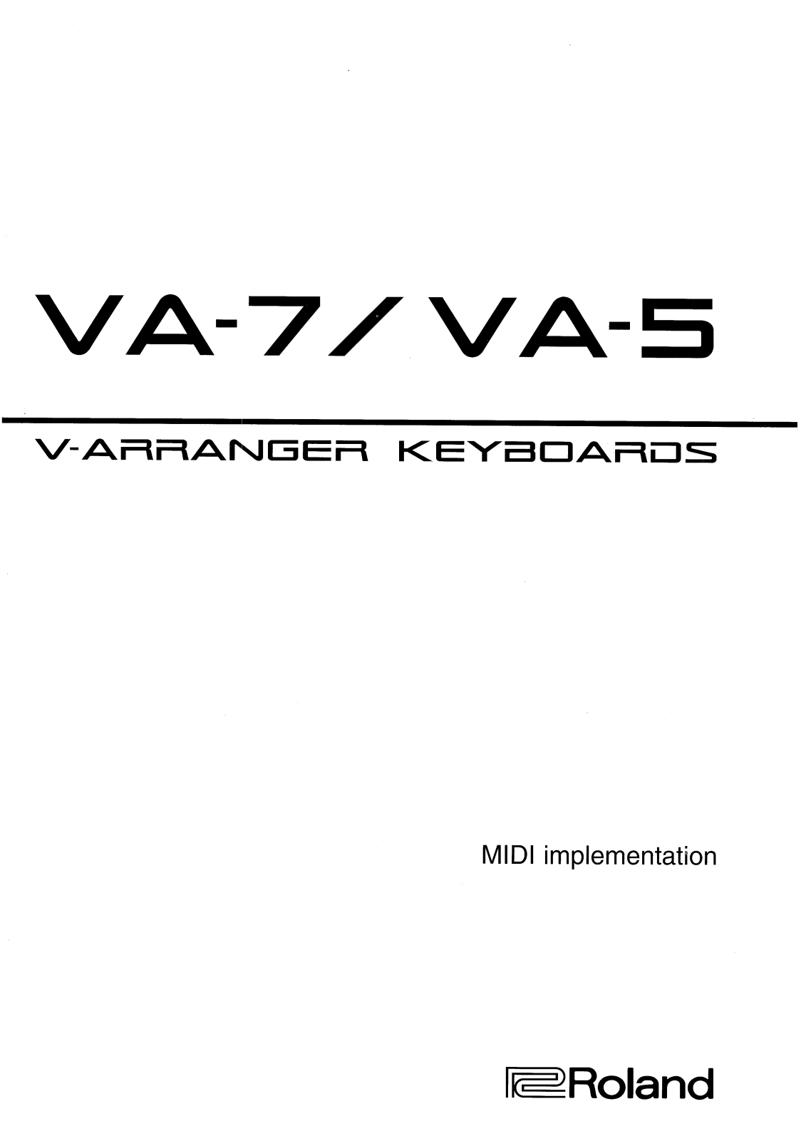 Roland VA-5, VA-7 User Manual