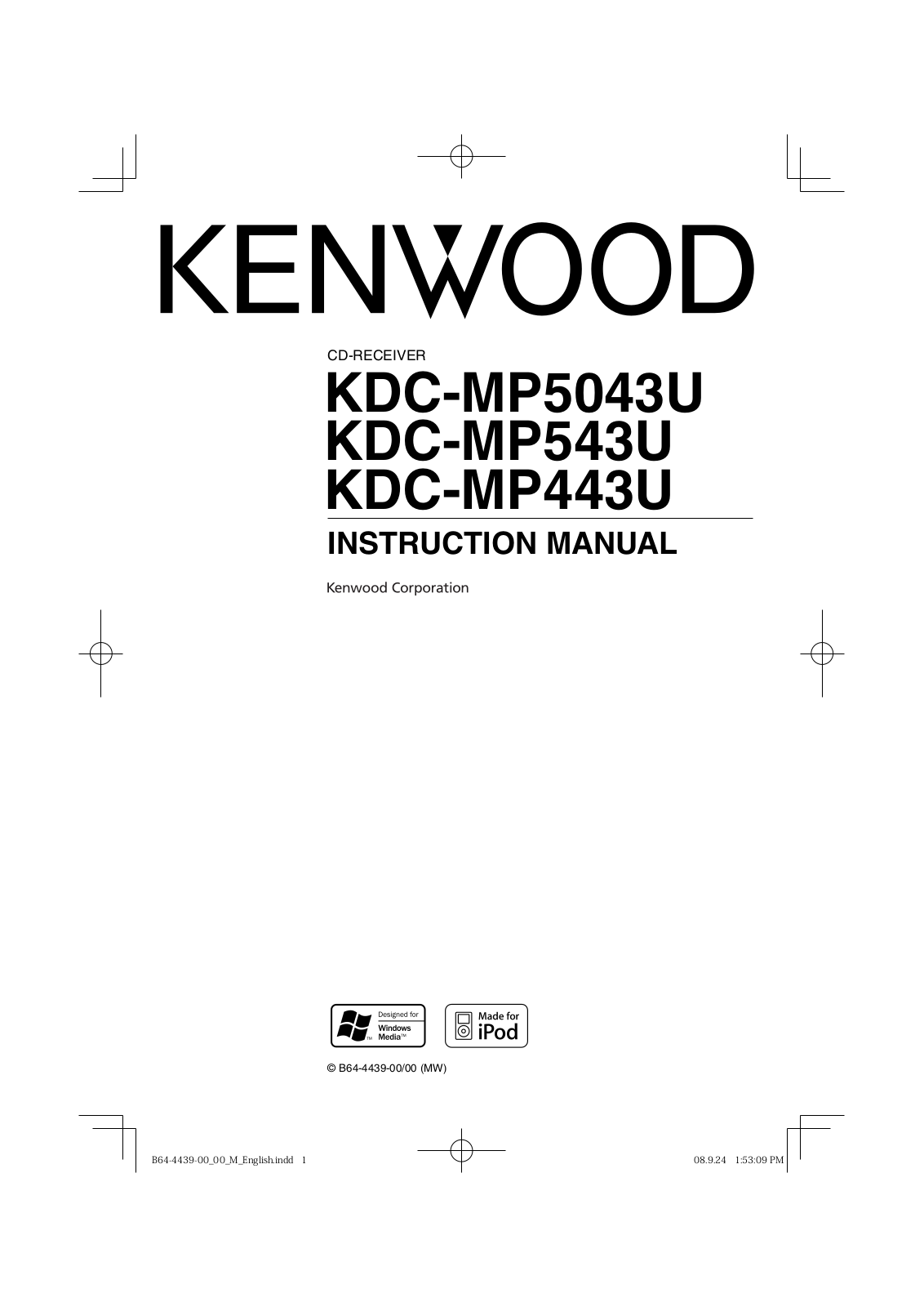 Kenwood KDC-MP443U, KDC-MP5043U, KDC-MP543U User Manual