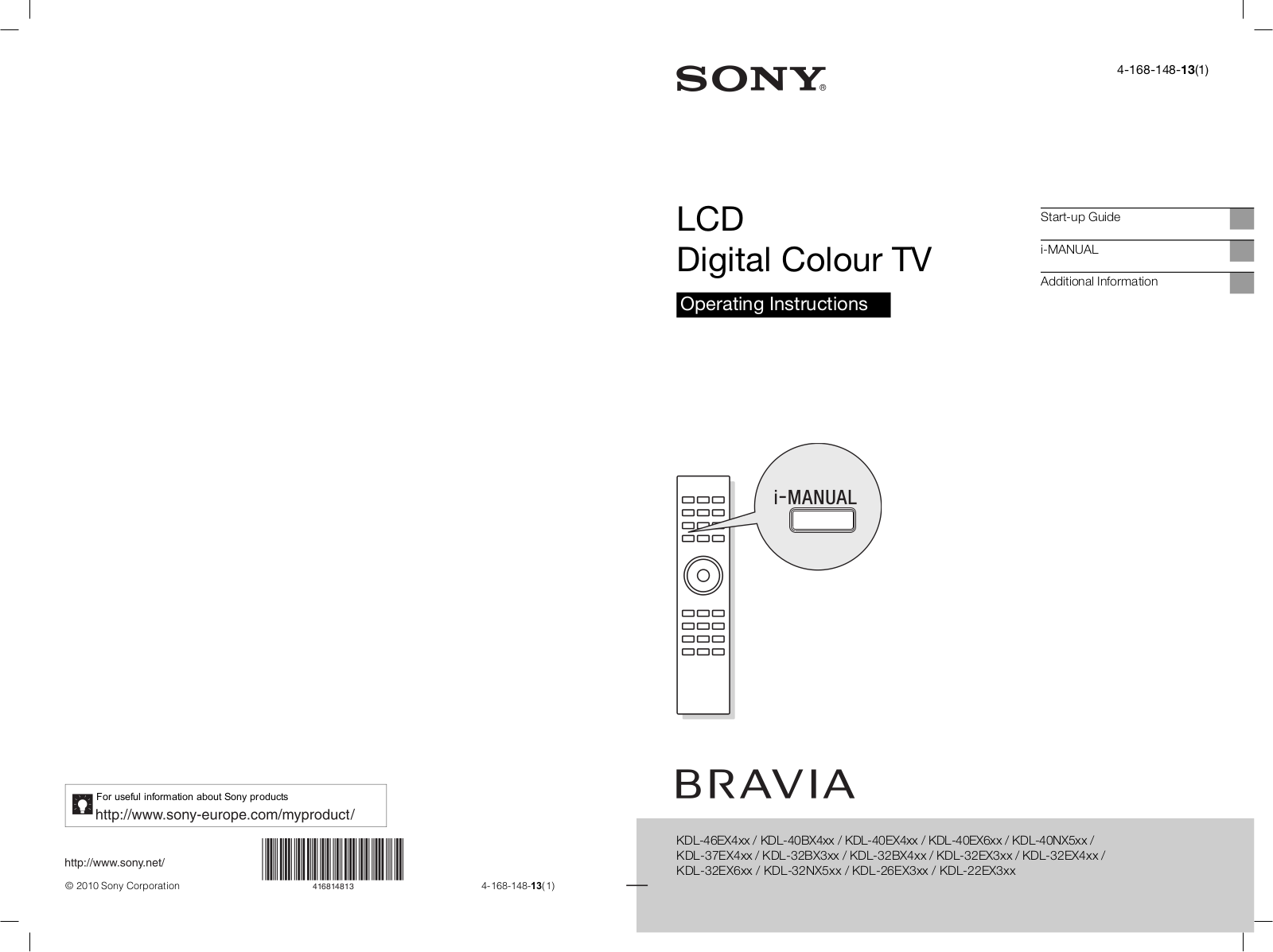 Sony 4-168-148-13(1) User Manual