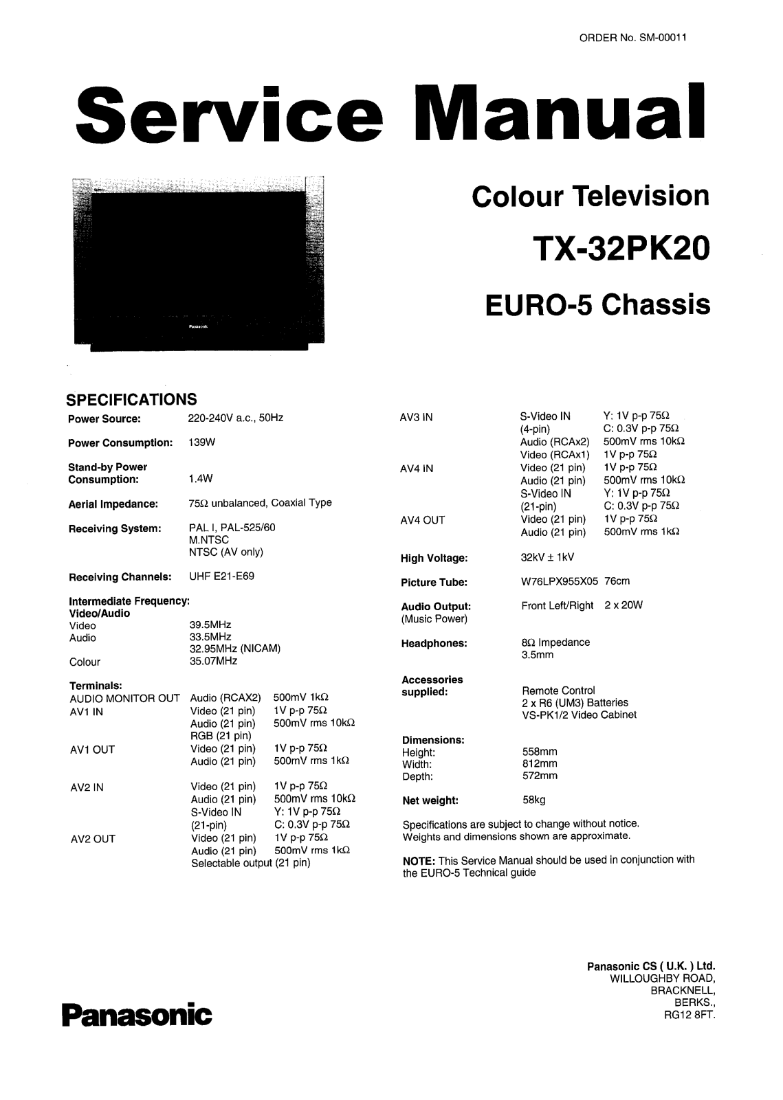 Panasonic TX-32PK20 EURO5 Schematic