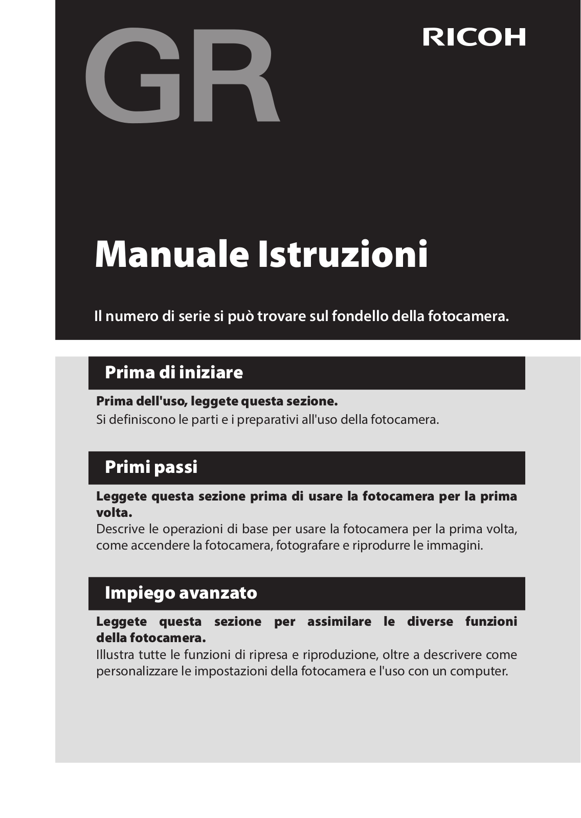 Ricoh GR Operating Manual