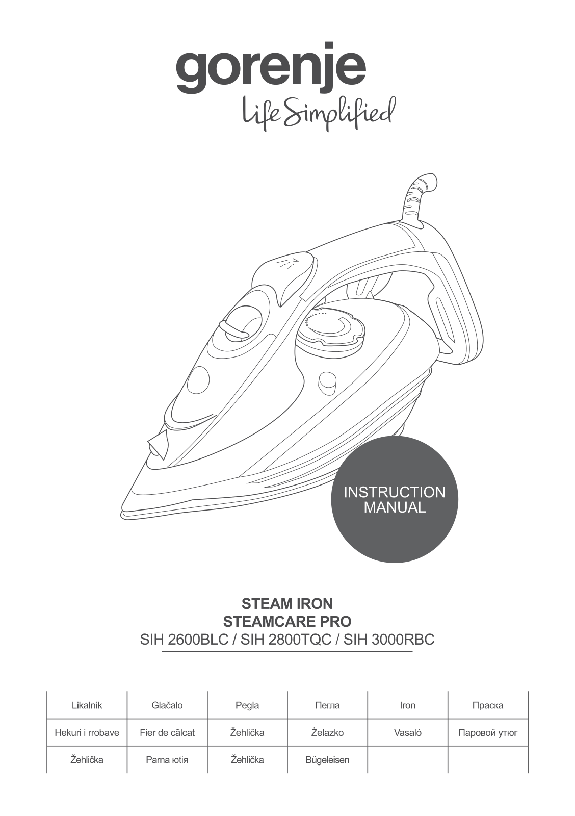 Gorenje SIH2600BLC, SIH2800TQC, SIH3000RBC User Manual