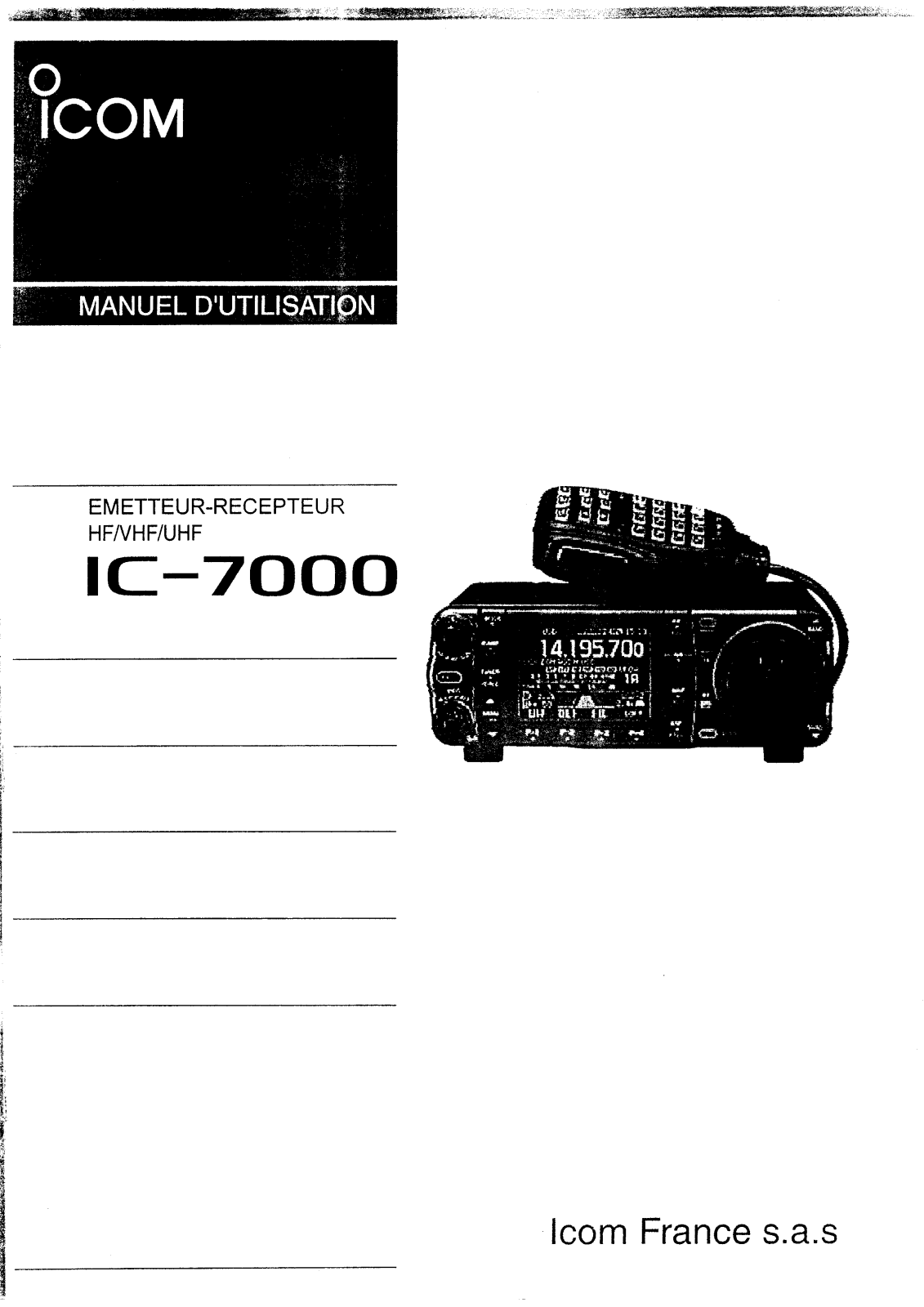 ICOM IC-7000 User Manual