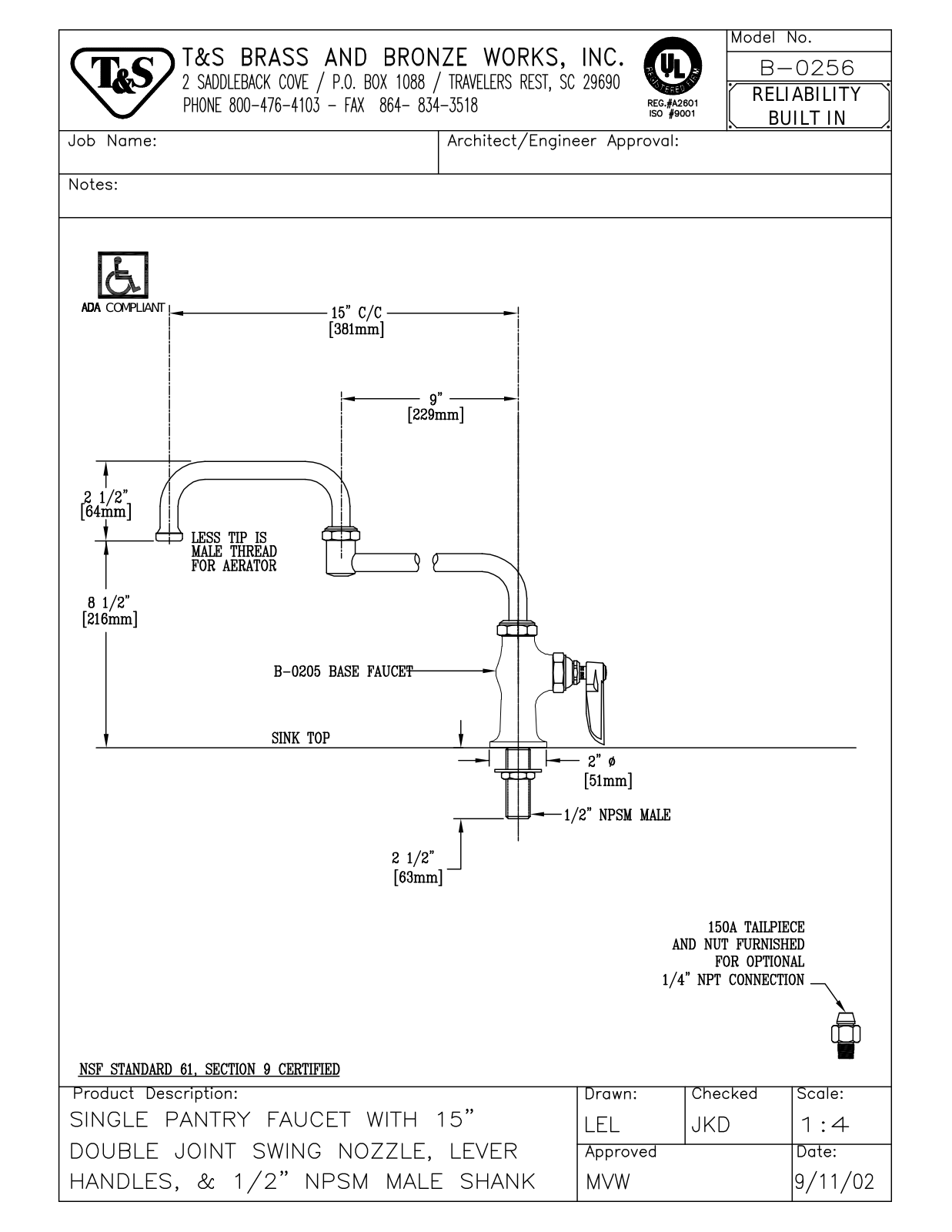 T & S Brass & Bronze Works B-0256 General Manual