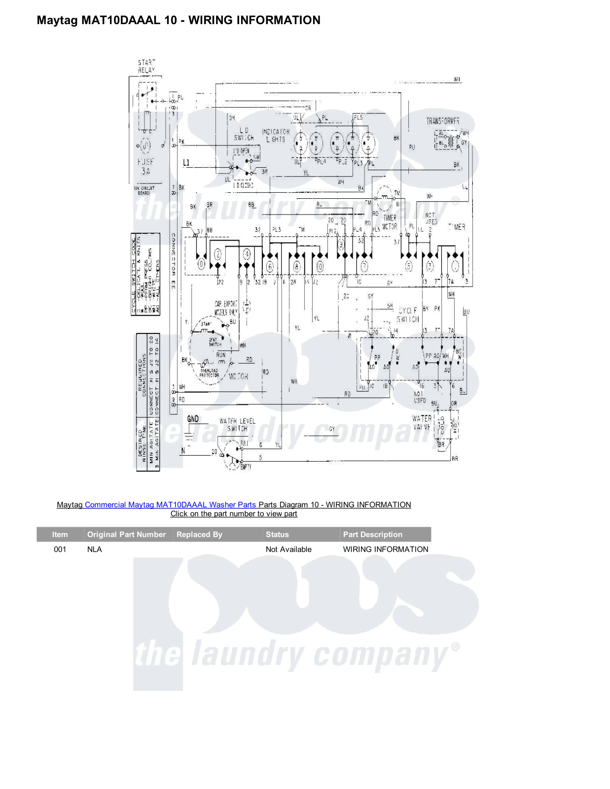 Maytag MAT10DAAAL Parts Diagram