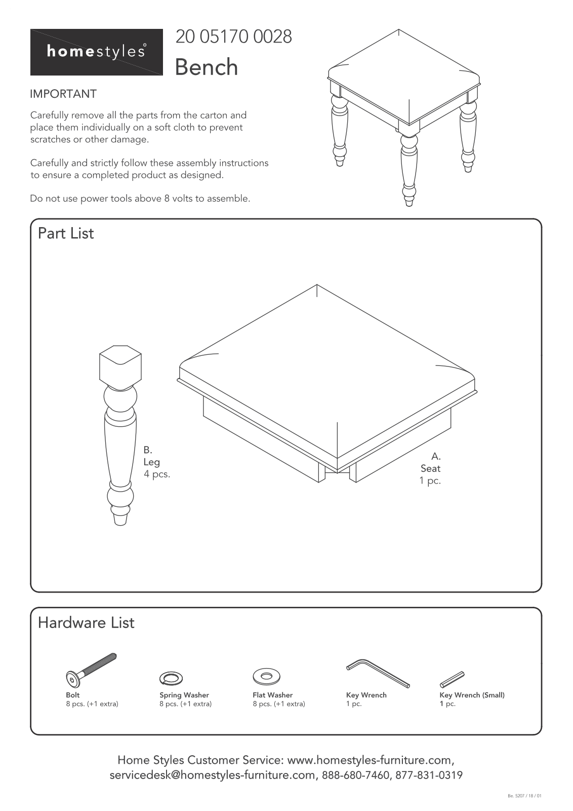 Homestyles 20 05170 0028 Assembly Instructions