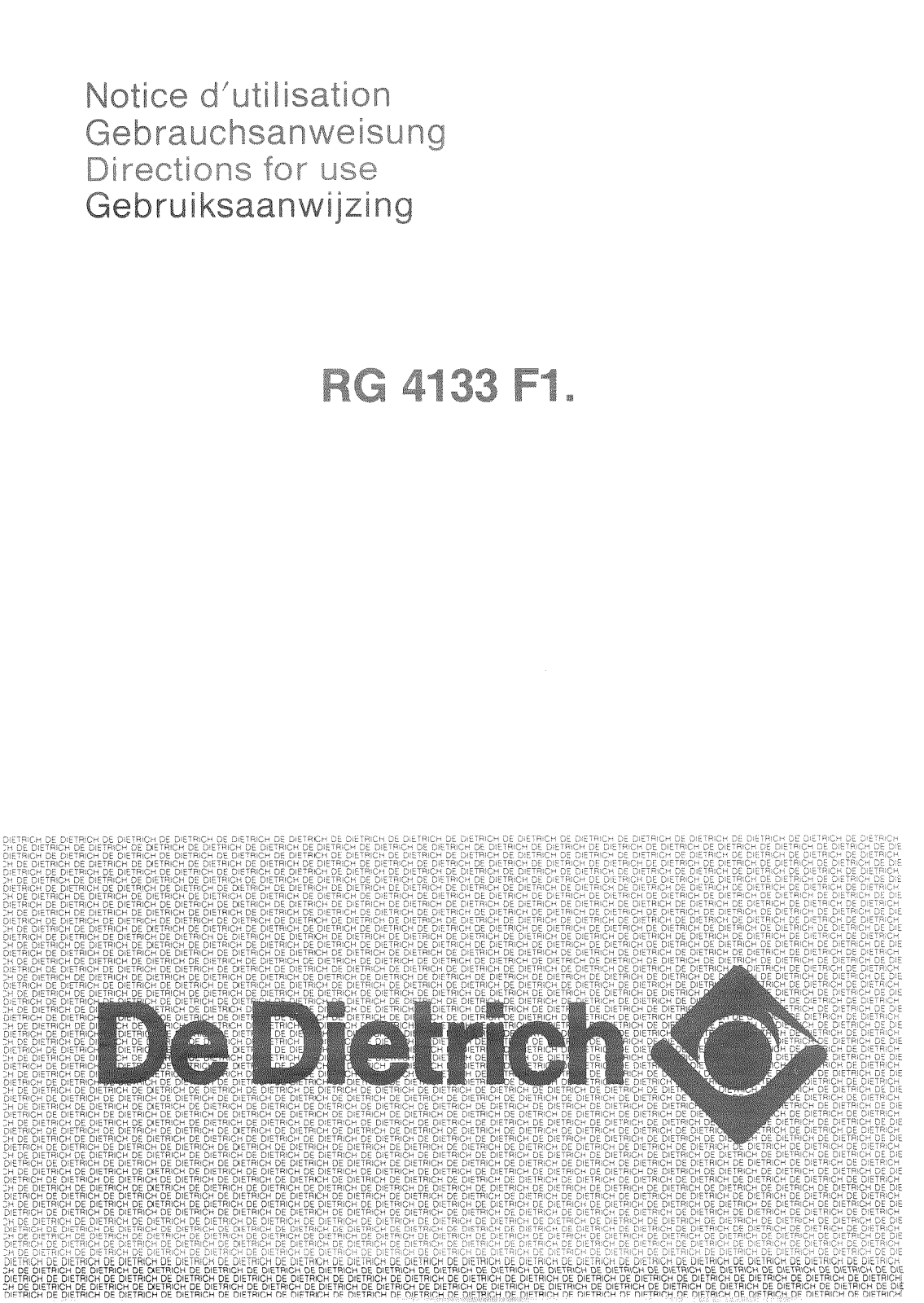 De dietrich RG4133F1 User Manual